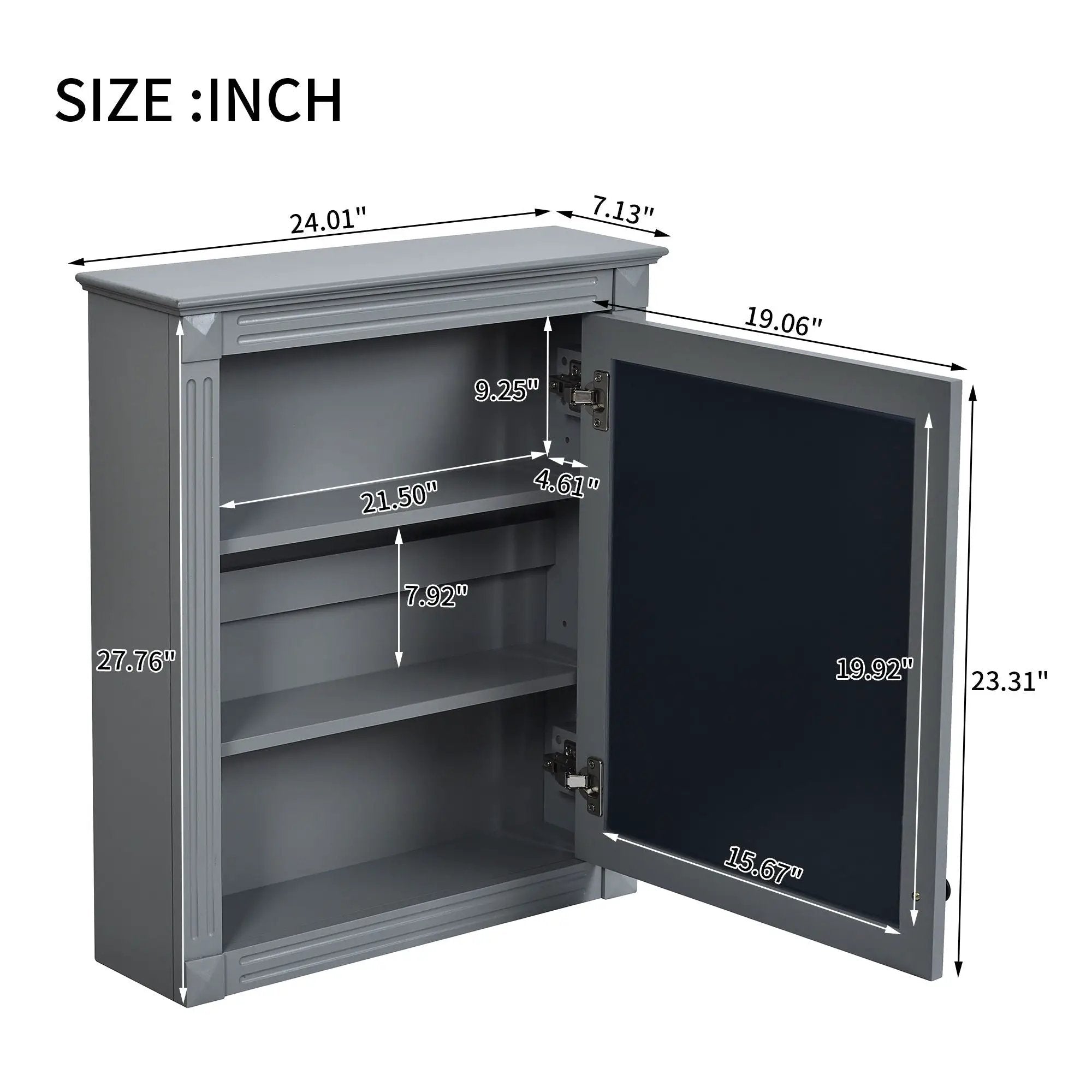Wall Mounted Bathroom Storage Cabinet With Mirror, Medicine Cabinet With Height Adjustable Shelf by Unique Piece Furniture