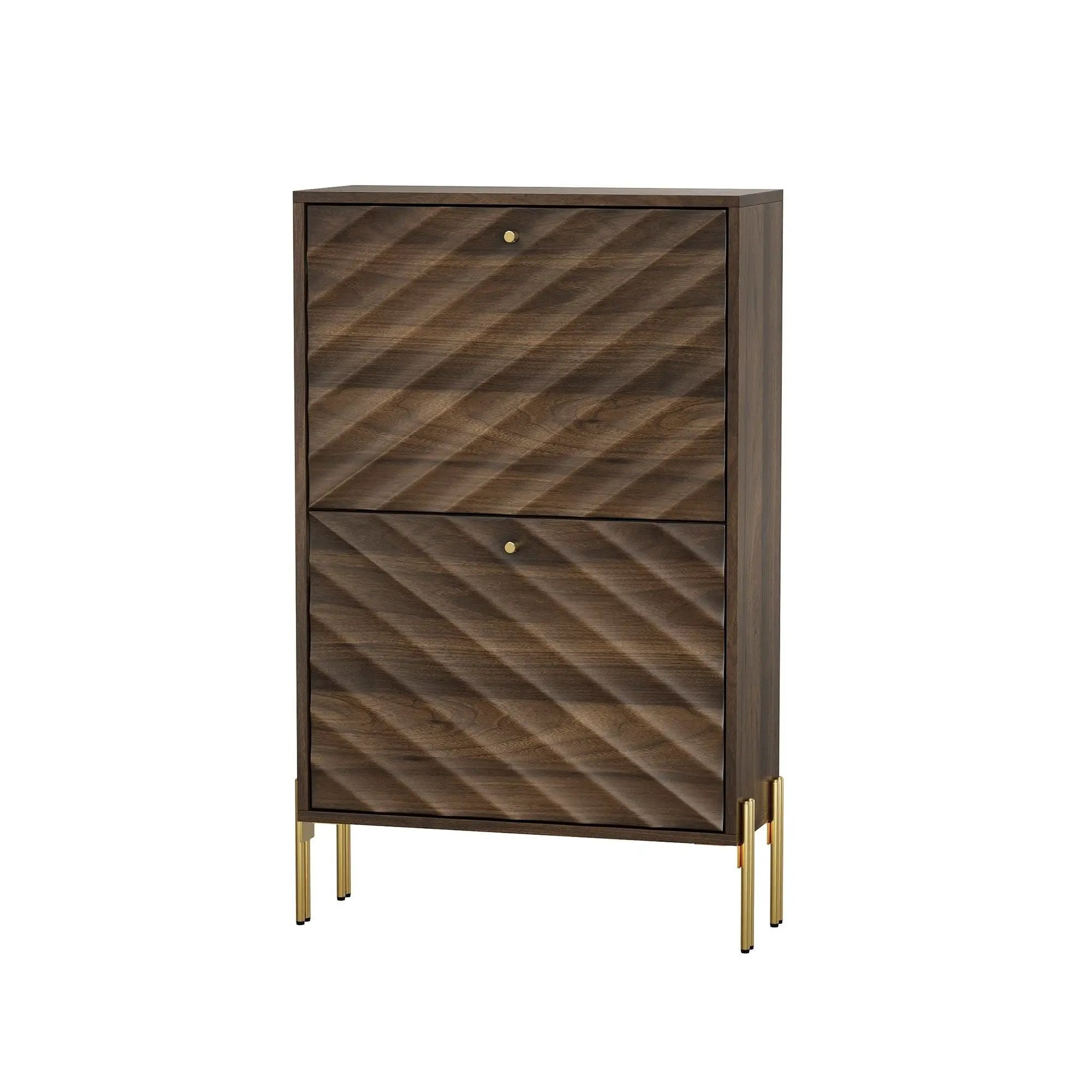 Shoe Cabinet, Freestanding Organizer For Entryway - Walnut by HouseOfZazla