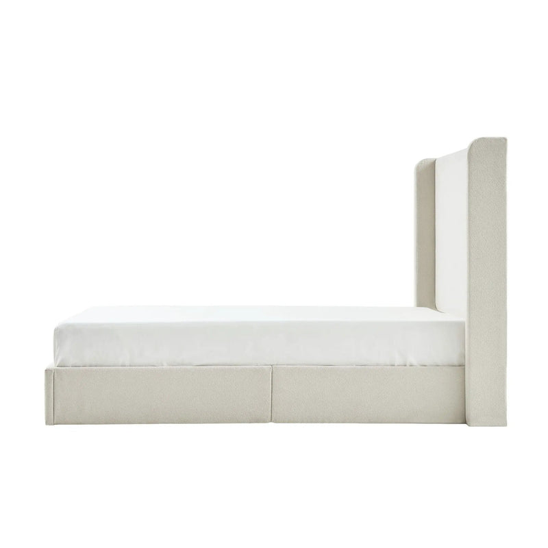 Carmen - King Size Upholstered Wingback Bed - Ivory by HouseOfZazla