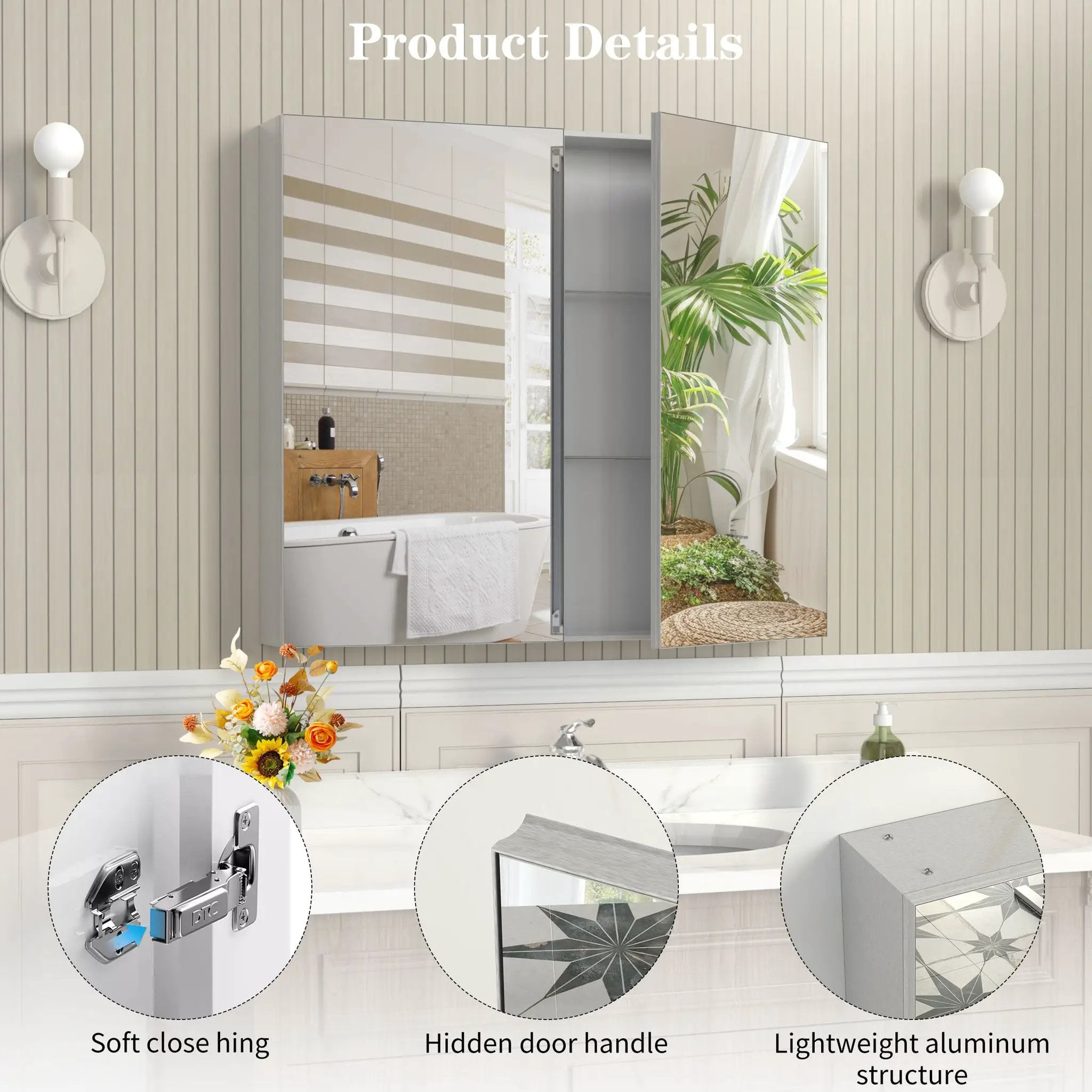Medicine Cabinet, Wall Mounted Bathroom Mirror With Storage by Unique Piece Furniture