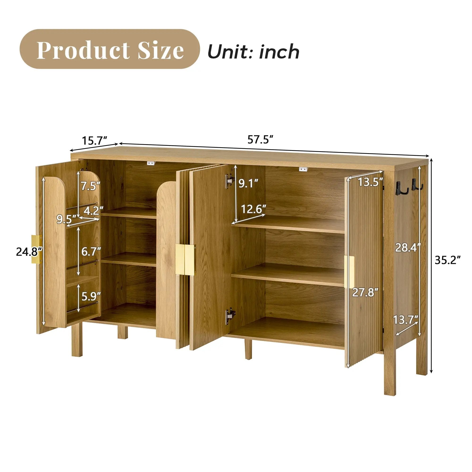 U_STYLE Modern 57.5" Stripe Door Storage Cabinet by HouseOfZazla