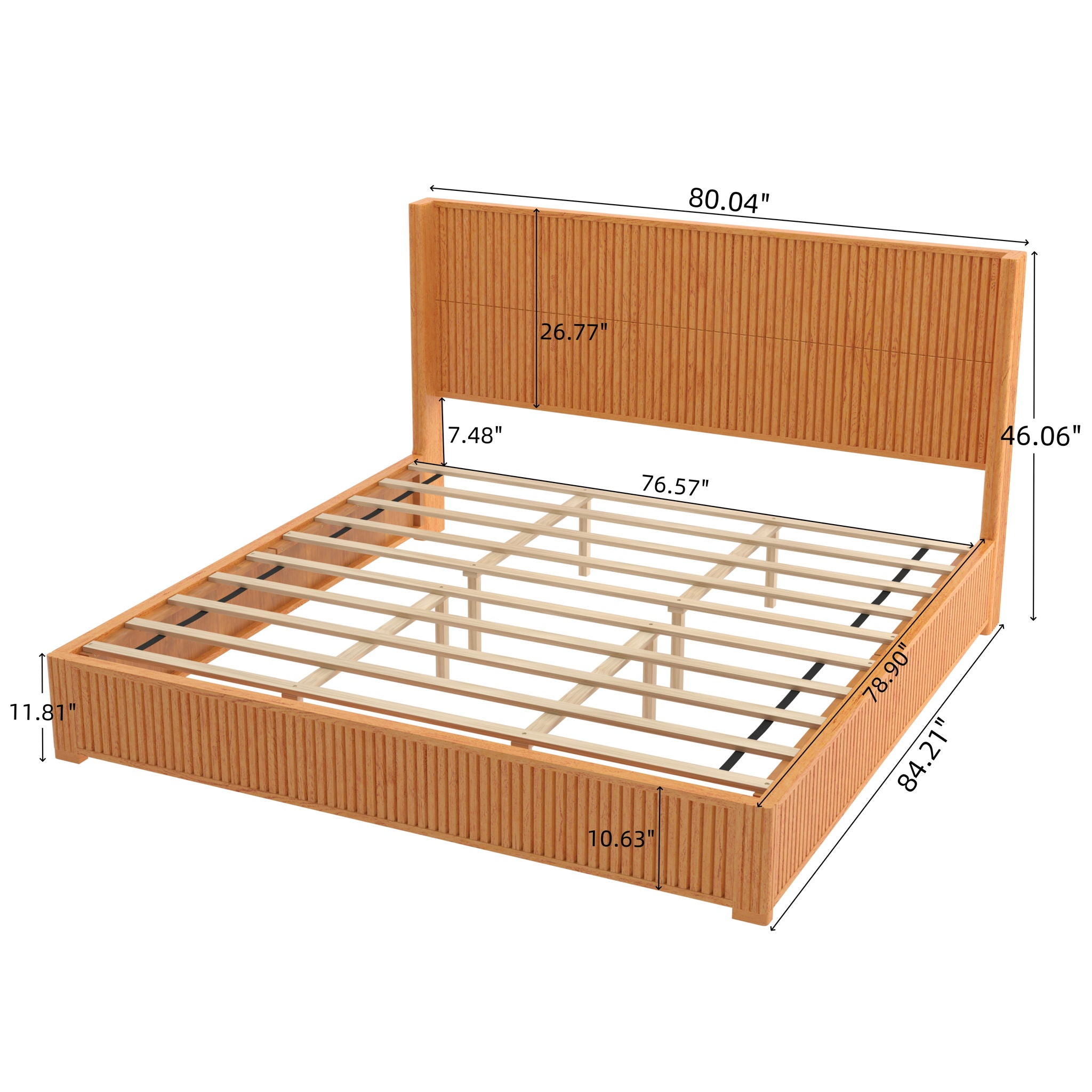 Platform Bed Frame With Headboard, Floor Standing Design by HouseOfZazla