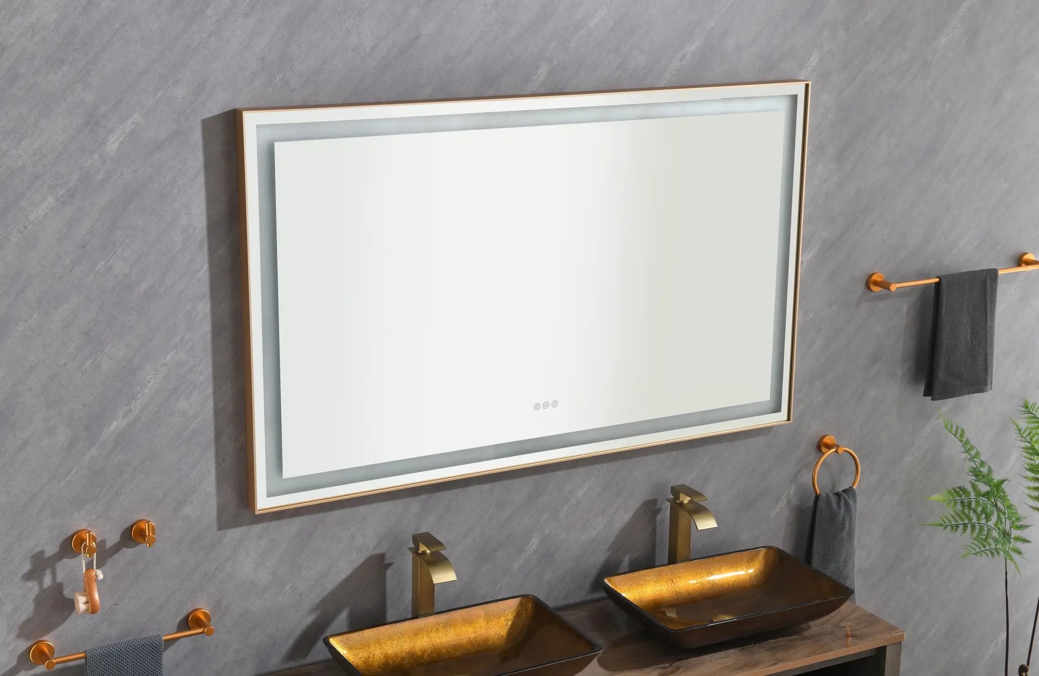 60 x 36 Inch LED Bathroom Mirror with Aluminum Frame by HouseOfZazla