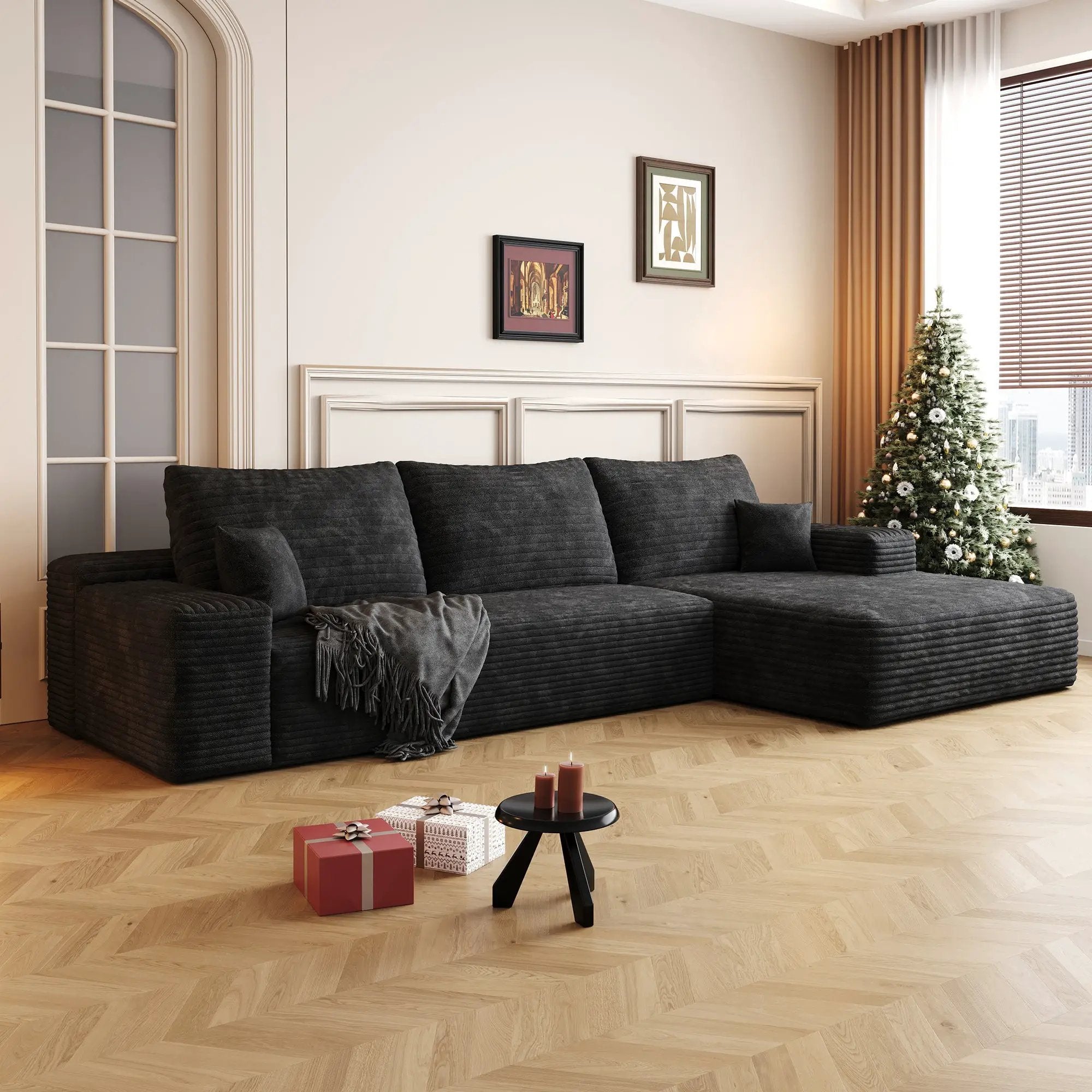 107" Cloud Sectional Couch with L-Shape Chaise by HouseOfZazla