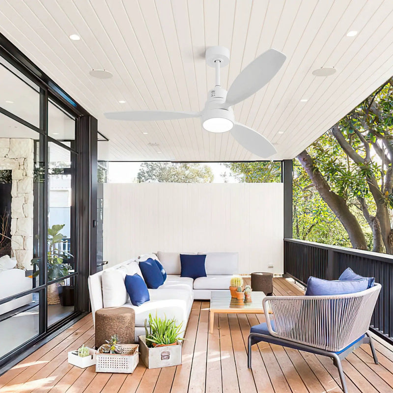 Ceiling Fan With Reversible DC Motor, LED Light, Solid Blades, Remote Control by Unique Piece Furniture