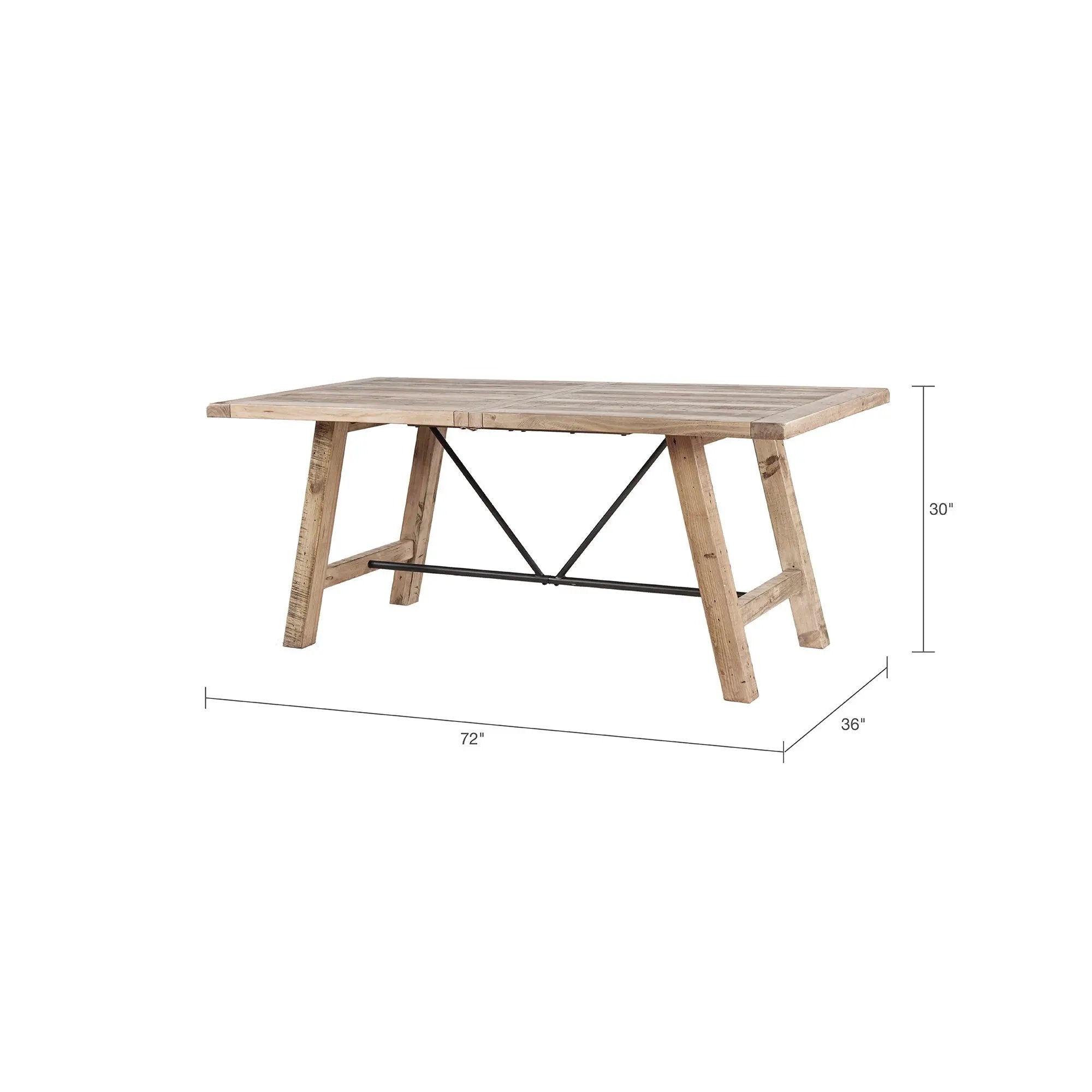 Rustic Dining Table With Metal Support - Natural by Unique Piece Furniture