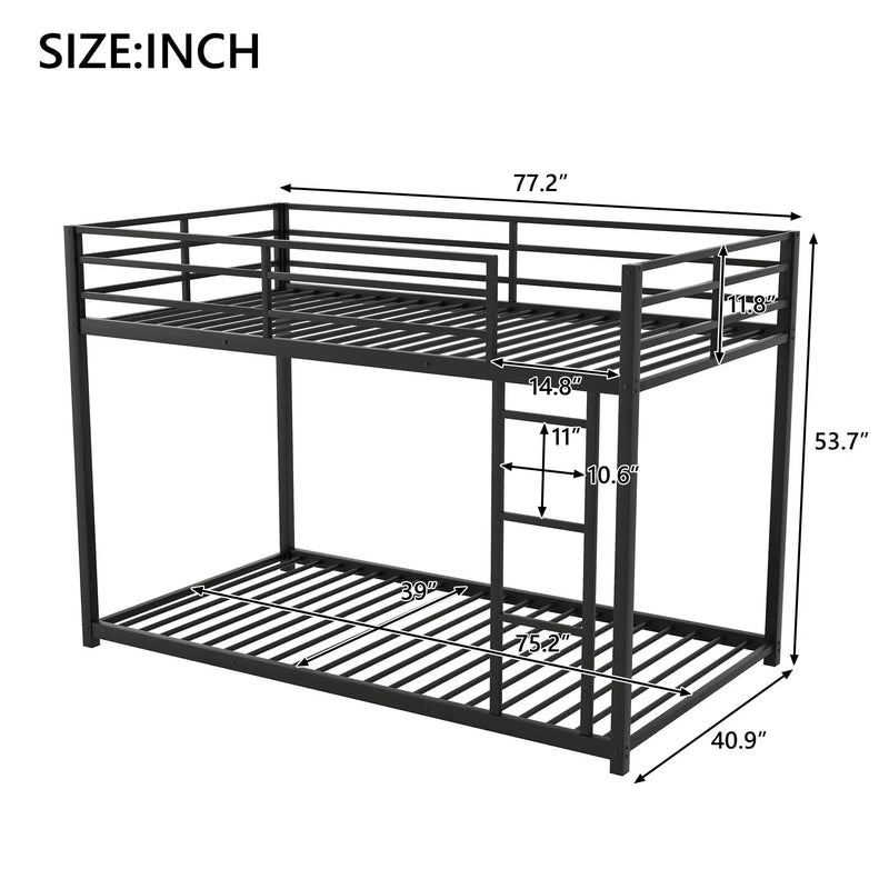 Metal Bunk Bed, Low Bunk Bed With Ladder by Unique Piece Furniture