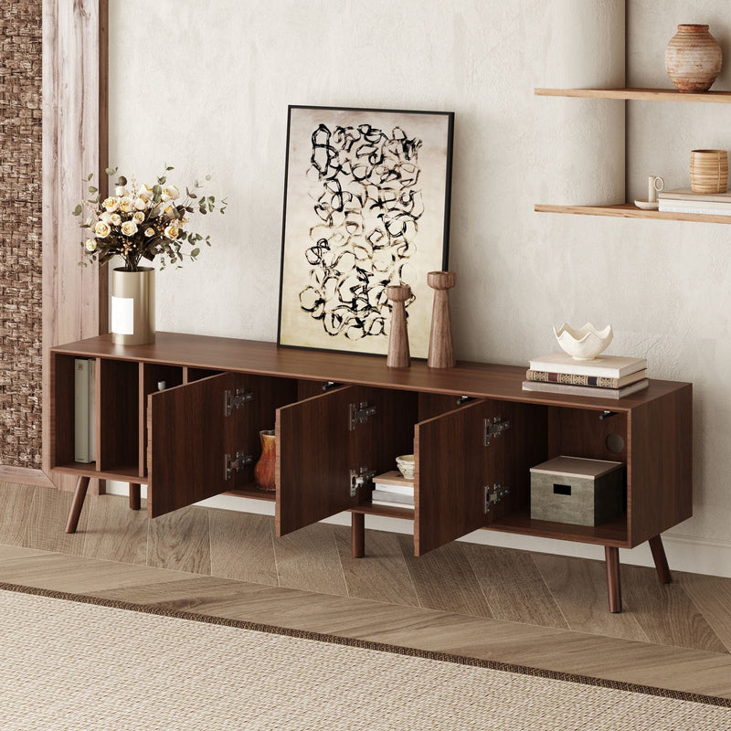 TV Stand With 5 Legs, Media Console Table For Tvs Up To 75" - Walnut by HouseOfZazla