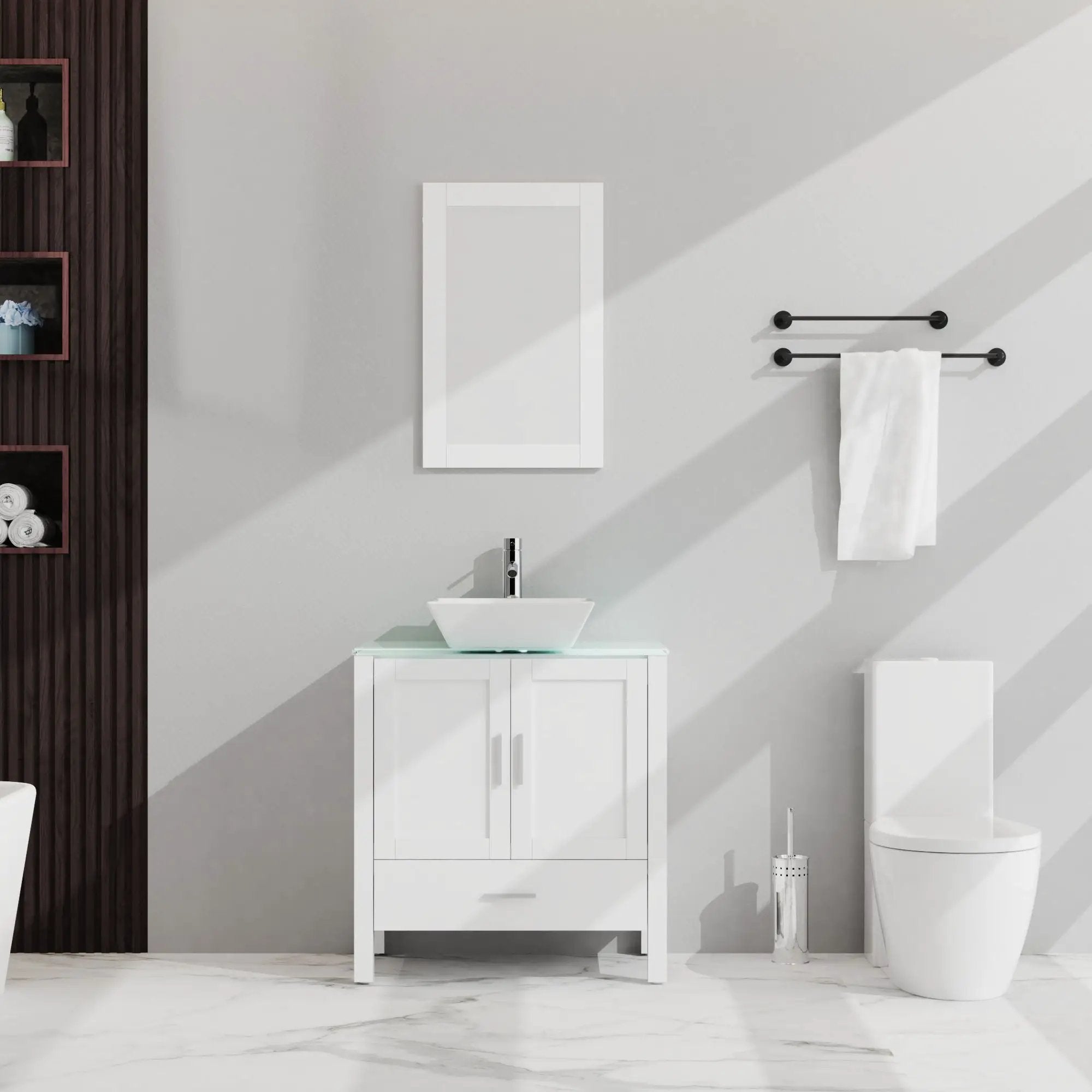 Bathroom Vanity And Sink Combo Glass Top Cabinet With Mirror by HouseOfZazla
