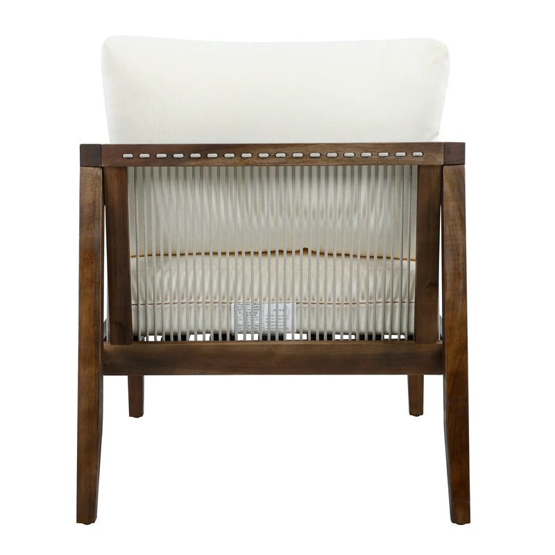 Outdoor Club Chair, Acacia Wood Frame with Rope Back, Water-Repellent by HouseOfZazla