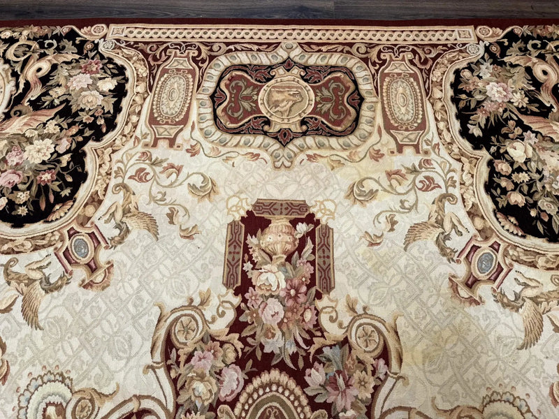 French Aubusson Rug 9x12 - European Design Flatweave Carpet by Jewel Rugs