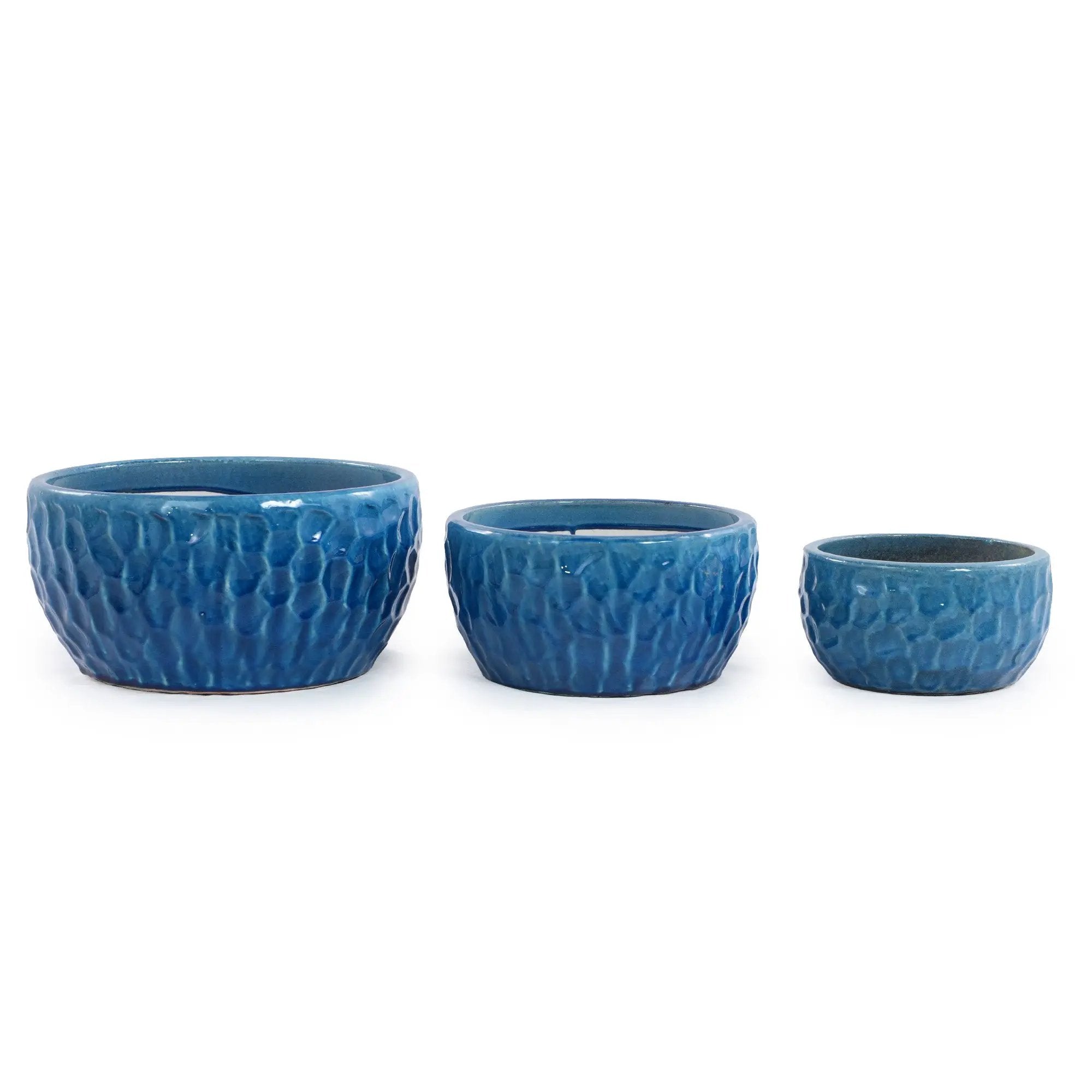Handmade Ceramic Planter Set of 3 in Glossy Lake by HouseOfZazla