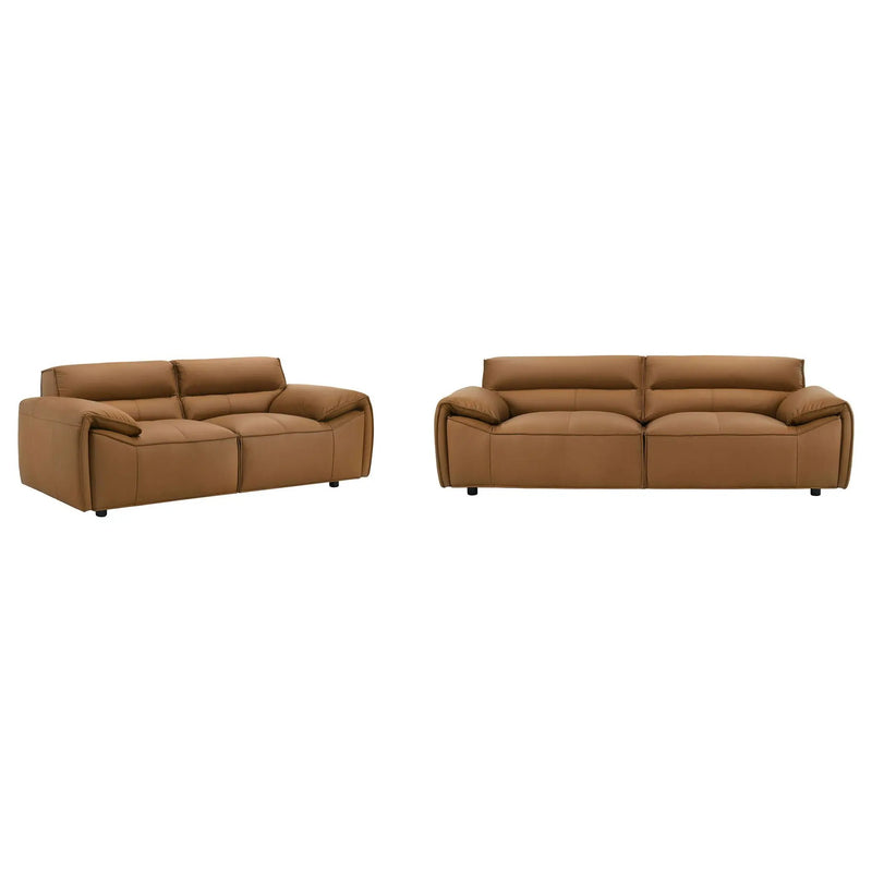 Buxton 2-piece Leather Upholstered Sofa Set Orange by Unique Piece Furniture