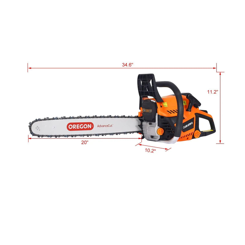 58Cc Gasoline Chainsaw 20" Bar For Wood Cutting With Oregon Chain And Bar - Orange by HouseOfZazla
