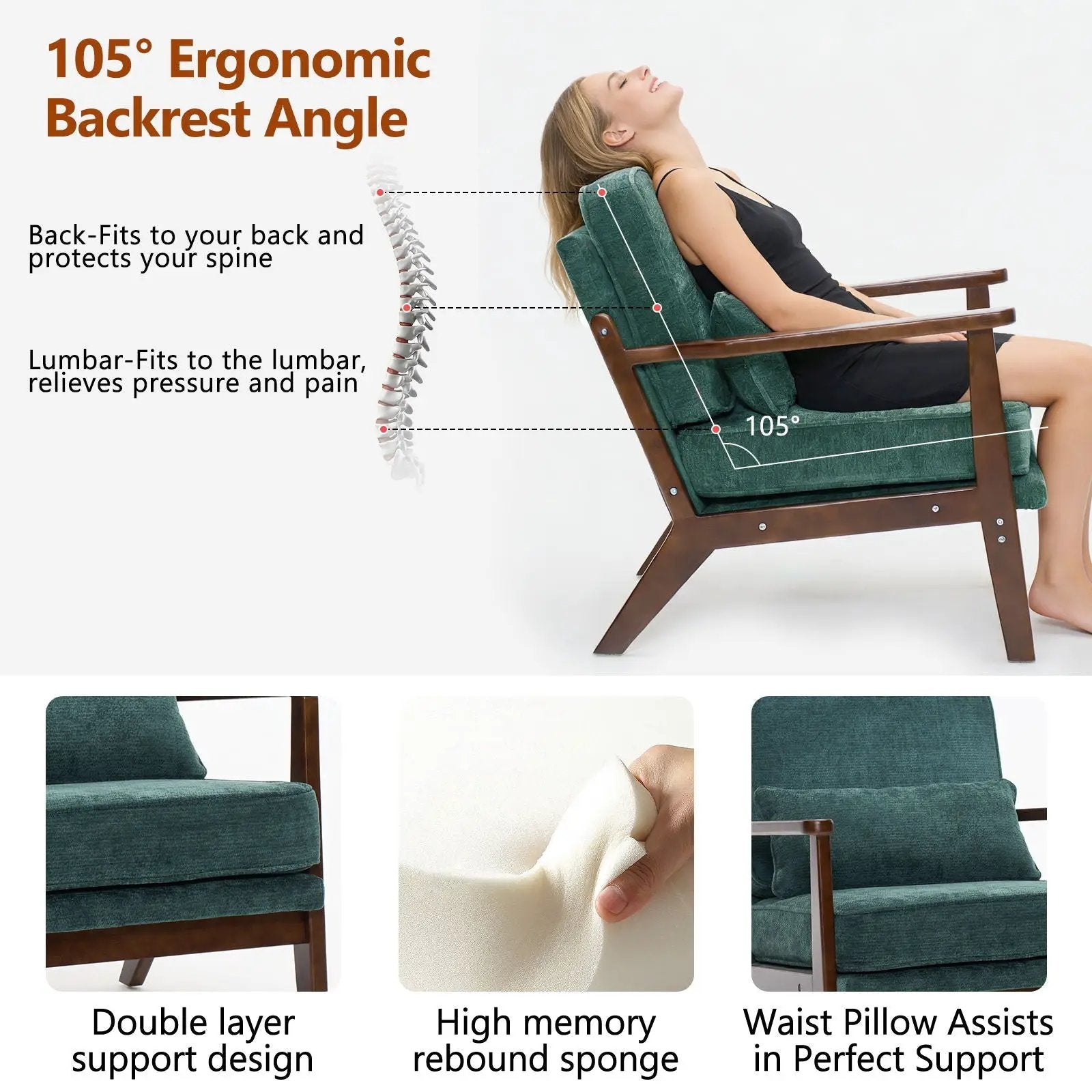 Living Room Chair With Lumbar Pillow by HouseOfZazla