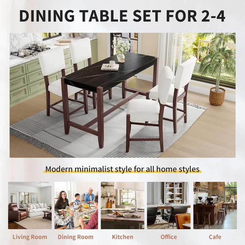 5 Piece Counter Height Dining Set, Bar Table With 4 Upholstered Chairs by HouseOfZazla