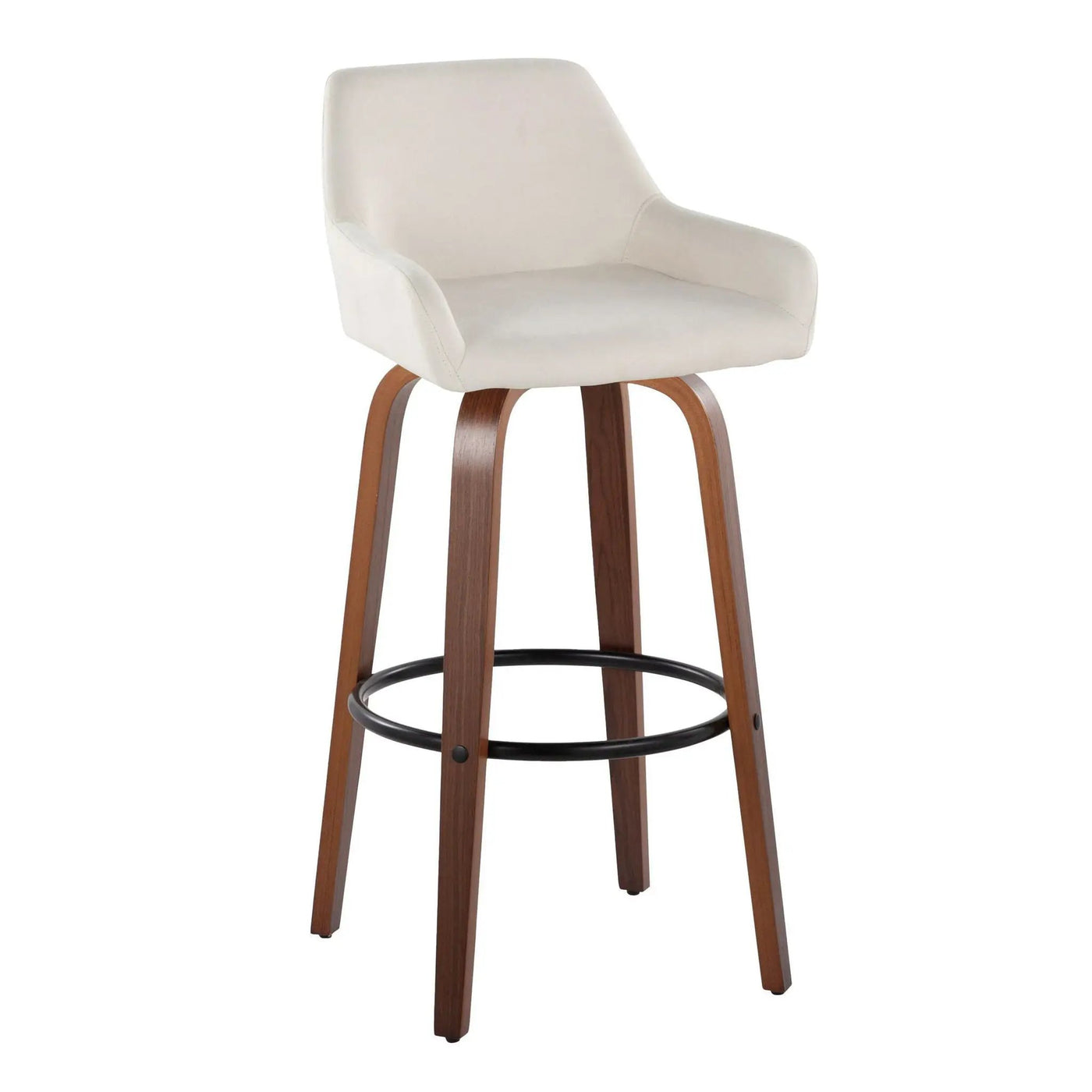 Daniella - Contemporary Fixed Height, Barstool & Swivel And Round Footrest (Set of 2) by HouseOfZazla