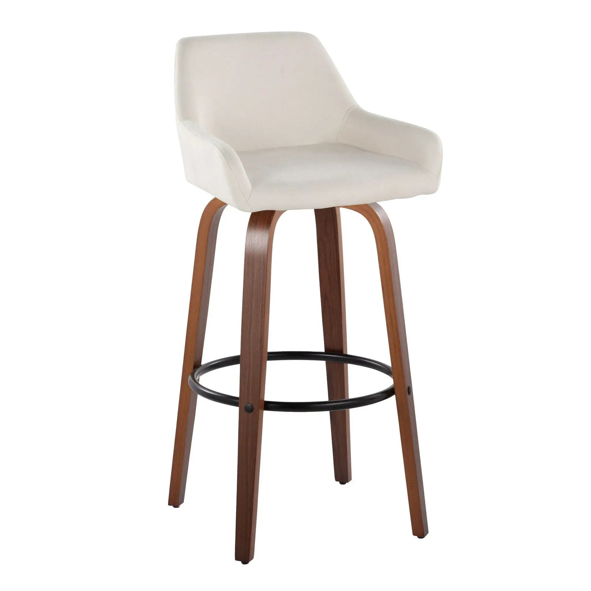 Daniella - Contemporary Fixed Height, Barstool & Swivel And Round Footrest (Set of 2) by HouseOfZazla