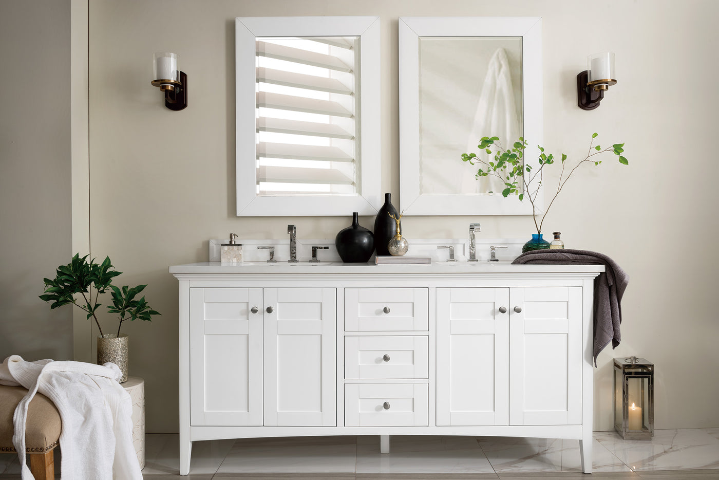 James Martin Palisades 72" Double Bathroom Vanity, Bright White, view 12