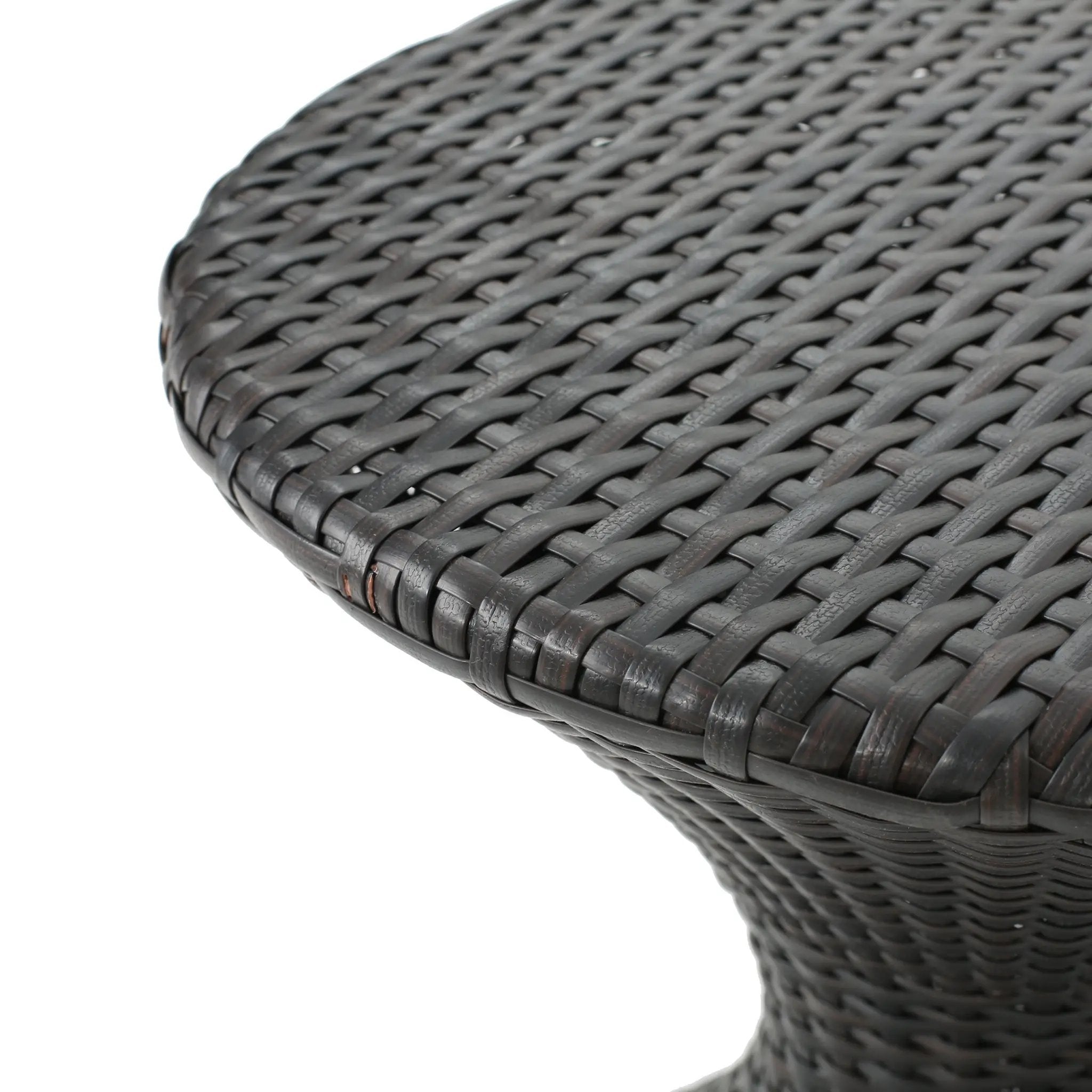 Outdoor 16-Inch Multi-Brown Wicker Hourglass Side Table by HouseOfZazla