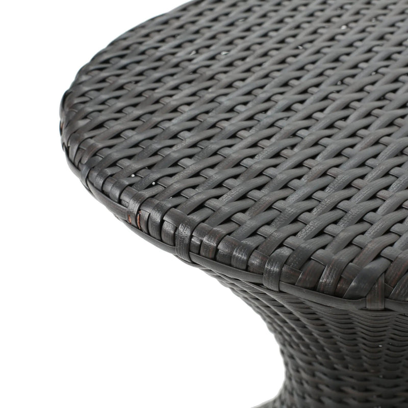 Outdoor 16-Inch Multi-Brown Wicker Hourglass Side Table by HouseOfZazla