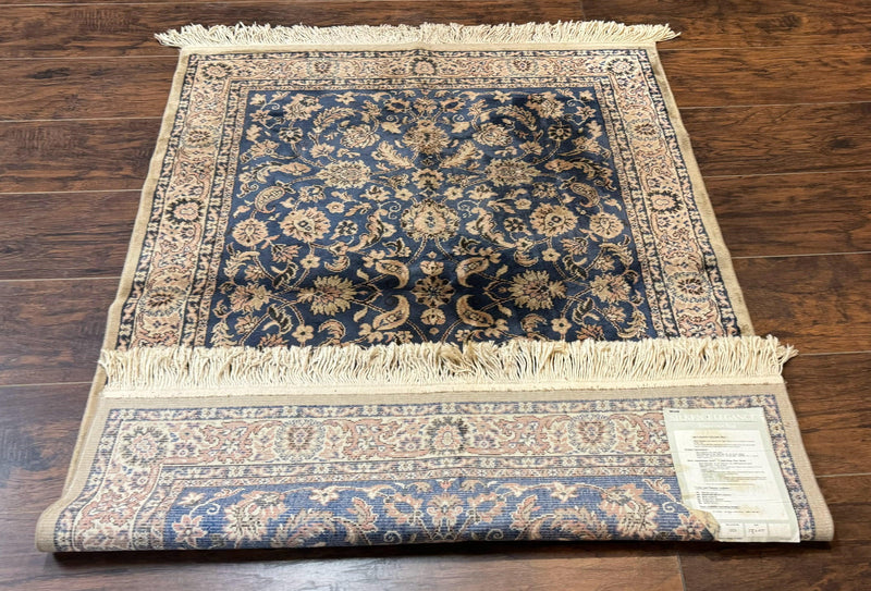 Vintage Art Silk Rug 3x4, Traditional Oriental Persian Design Rug, Belgium Power Loomed Rug, Navy Blue by Jewel Rugs