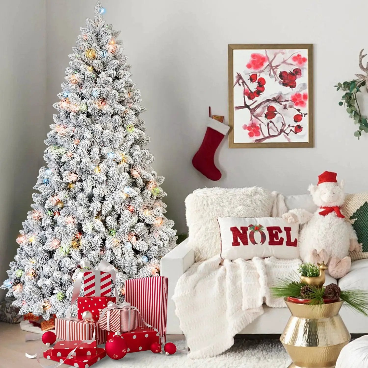 7FT Flocked Christmas Tree with 500 Colorful UL Lights by HouseOfZazla