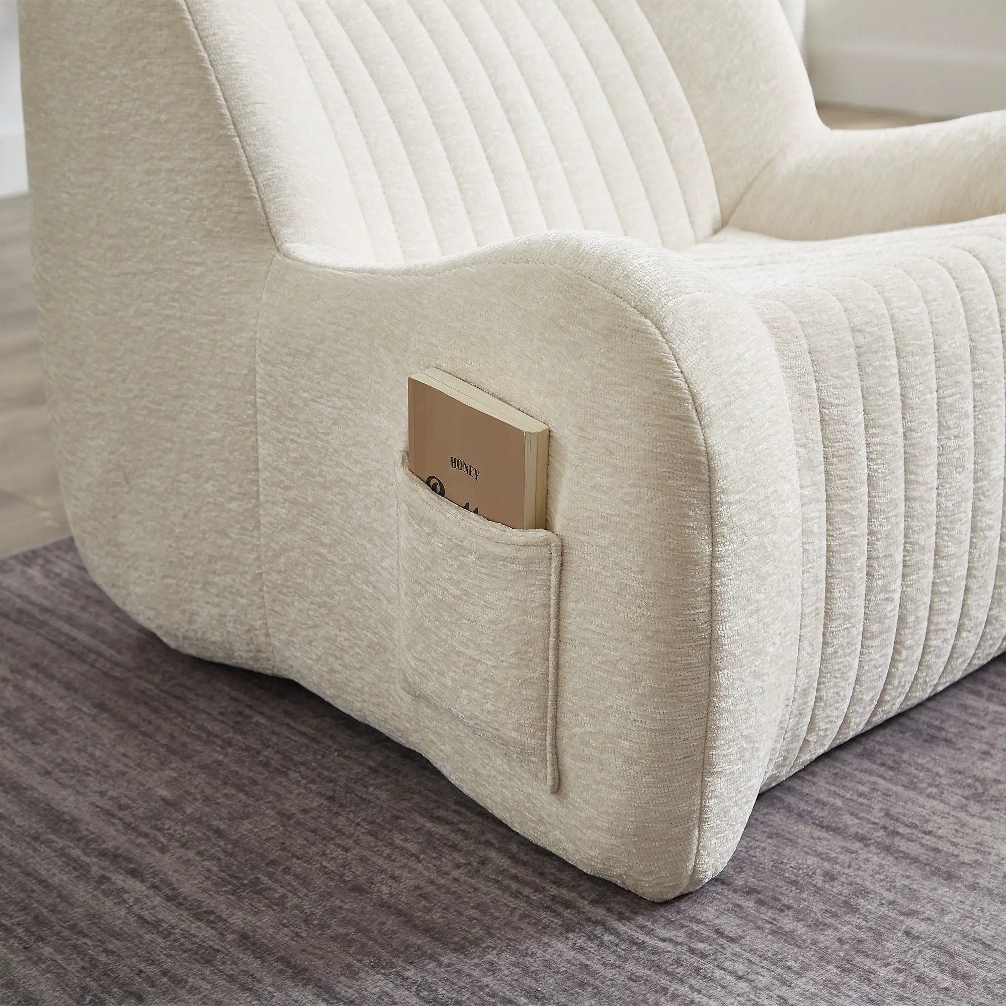 Bean Bag Chair For Adults, Lazy Floor Sofa Couch Memory Foam Bean Bag Sofas Chenille Fabric Reading Chair Comfortable Corner Lounge Sofa For Living Room - White by HouseOfZazla
