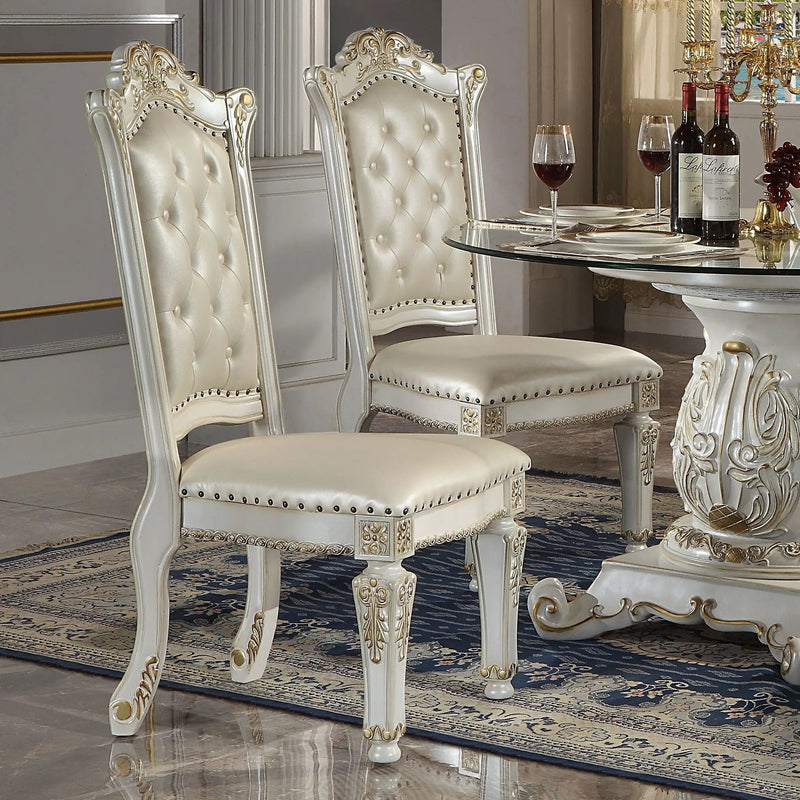 Vendome - Synthetic Leather Side Chair (Set of 2) - Antique Pearl by Unique Piece Furniture