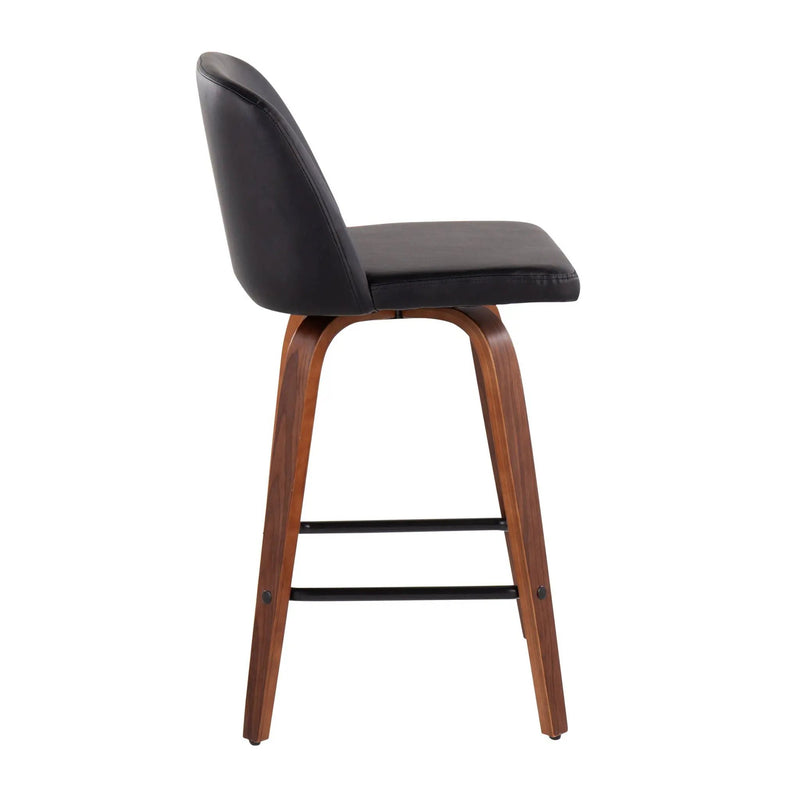 Toriano - Mid Century Modern Fixed Height Counter Stool & Square Footrest (Set of 2) by HouseOfZazla