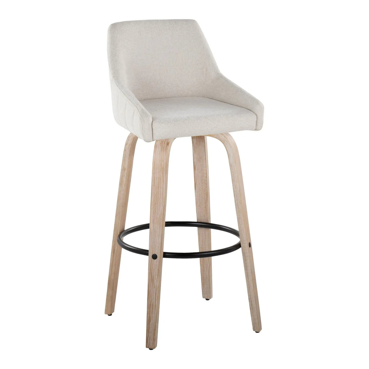 Hannah - Transitional Fixed Height Barstool With Swivel With Round Footrest (Set of 2) by HouseOfZazla