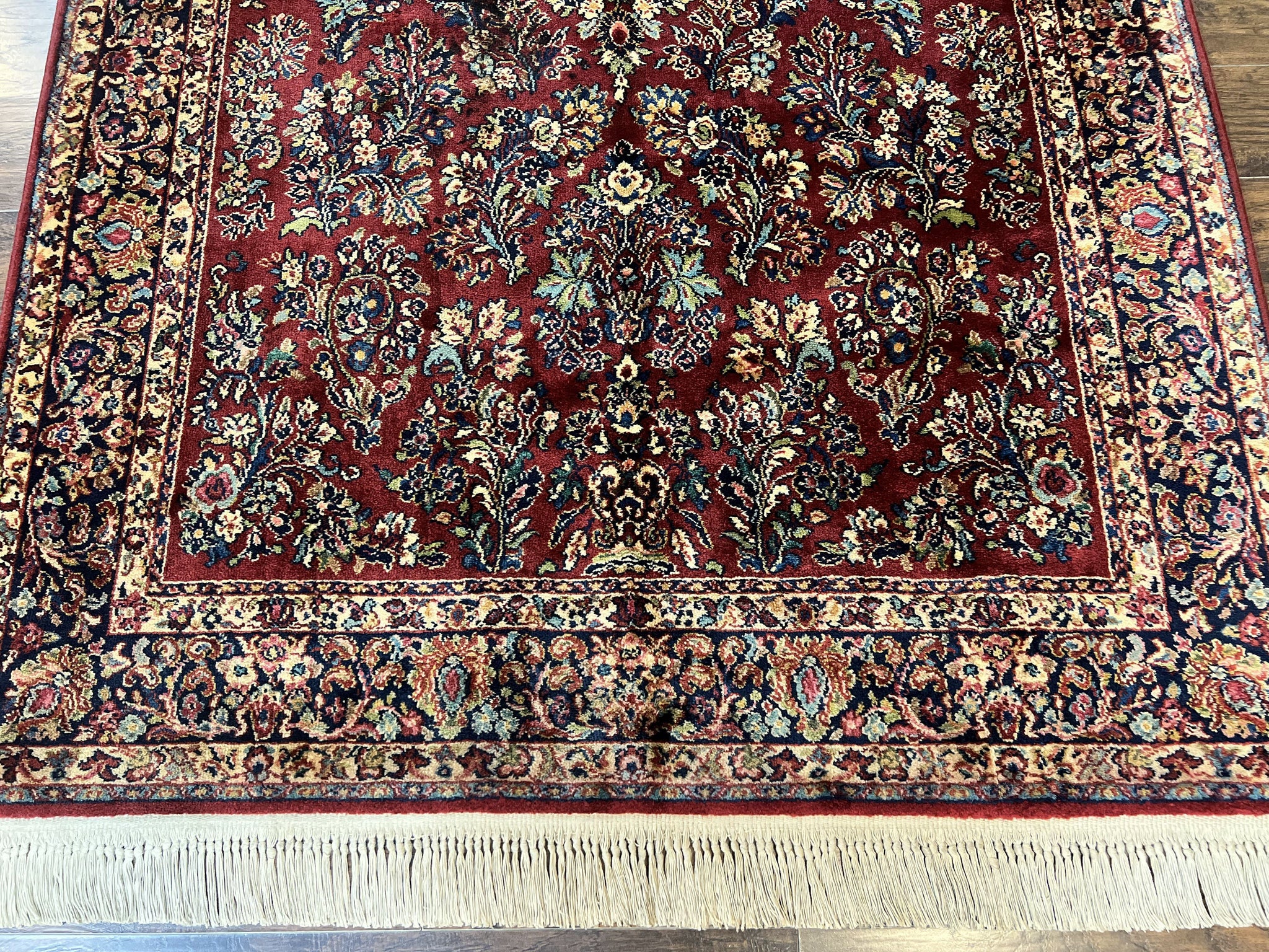 Karastan Rug 5.9 x 9 Red Sarouk #785, Wool Original 700 Series, Vintage by Jewel Rugs