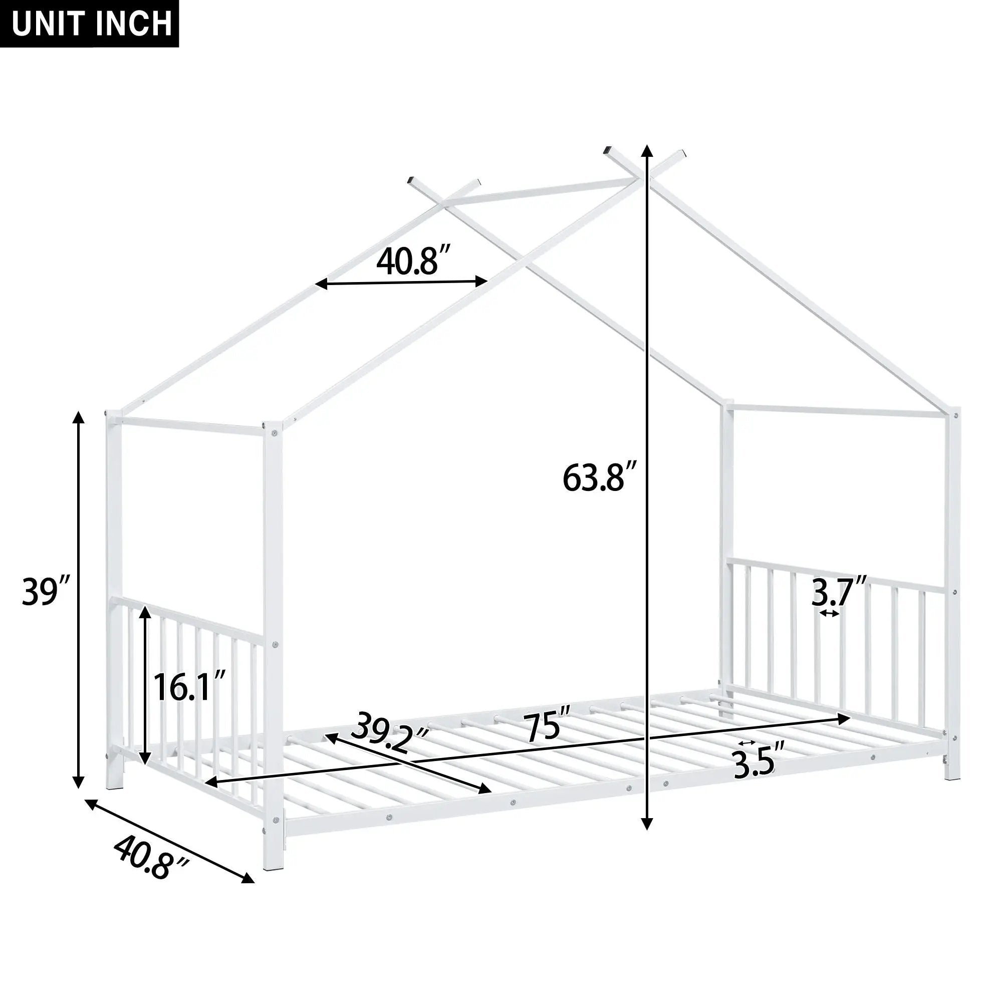 Metal House Platform Bed With Modern Design And Durable Frame by HouseOfZazla