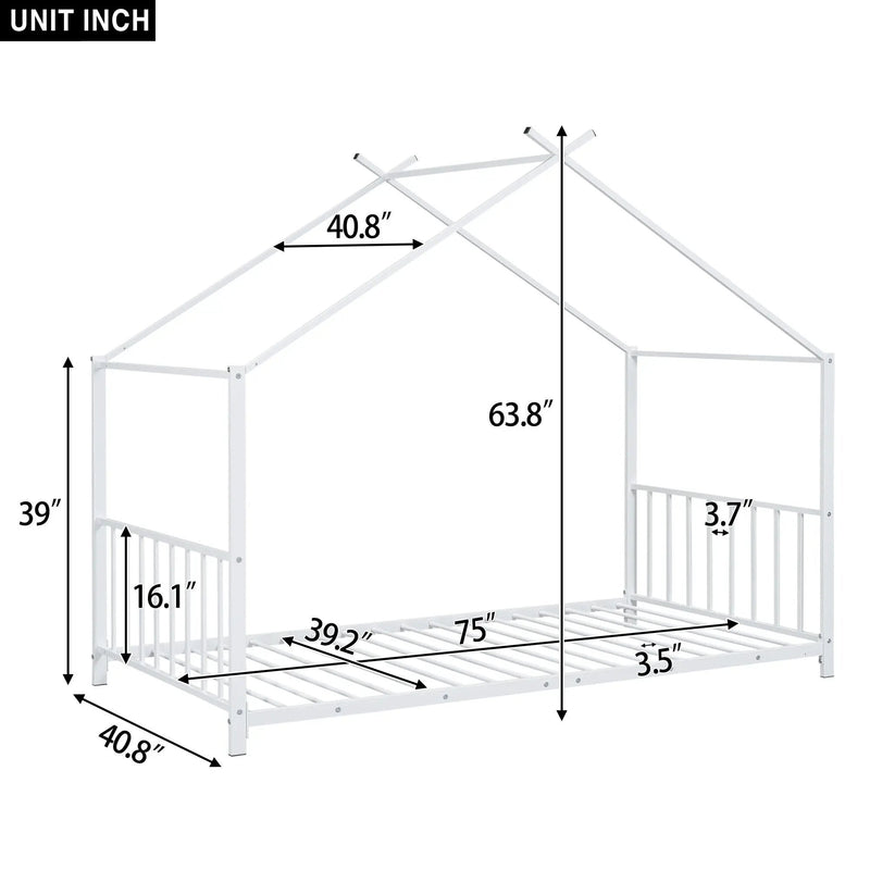 Metal House Platform Bed With Modern Design And Durable Frame by HouseOfZazla