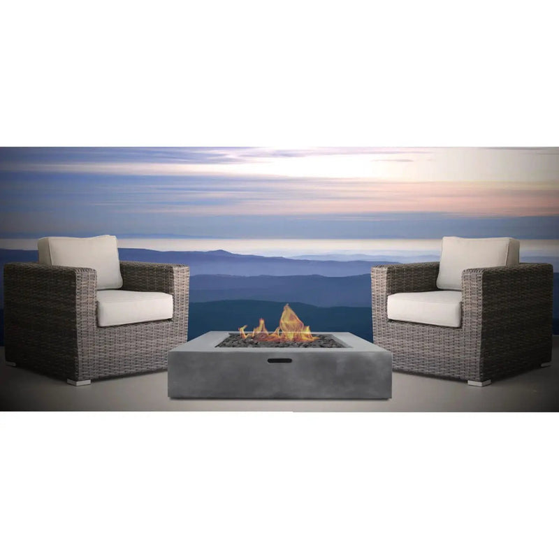 3 Piece Patio Rattan Furniture Set With Cushions Fire Pit - Brown by Unique Piece Furniture