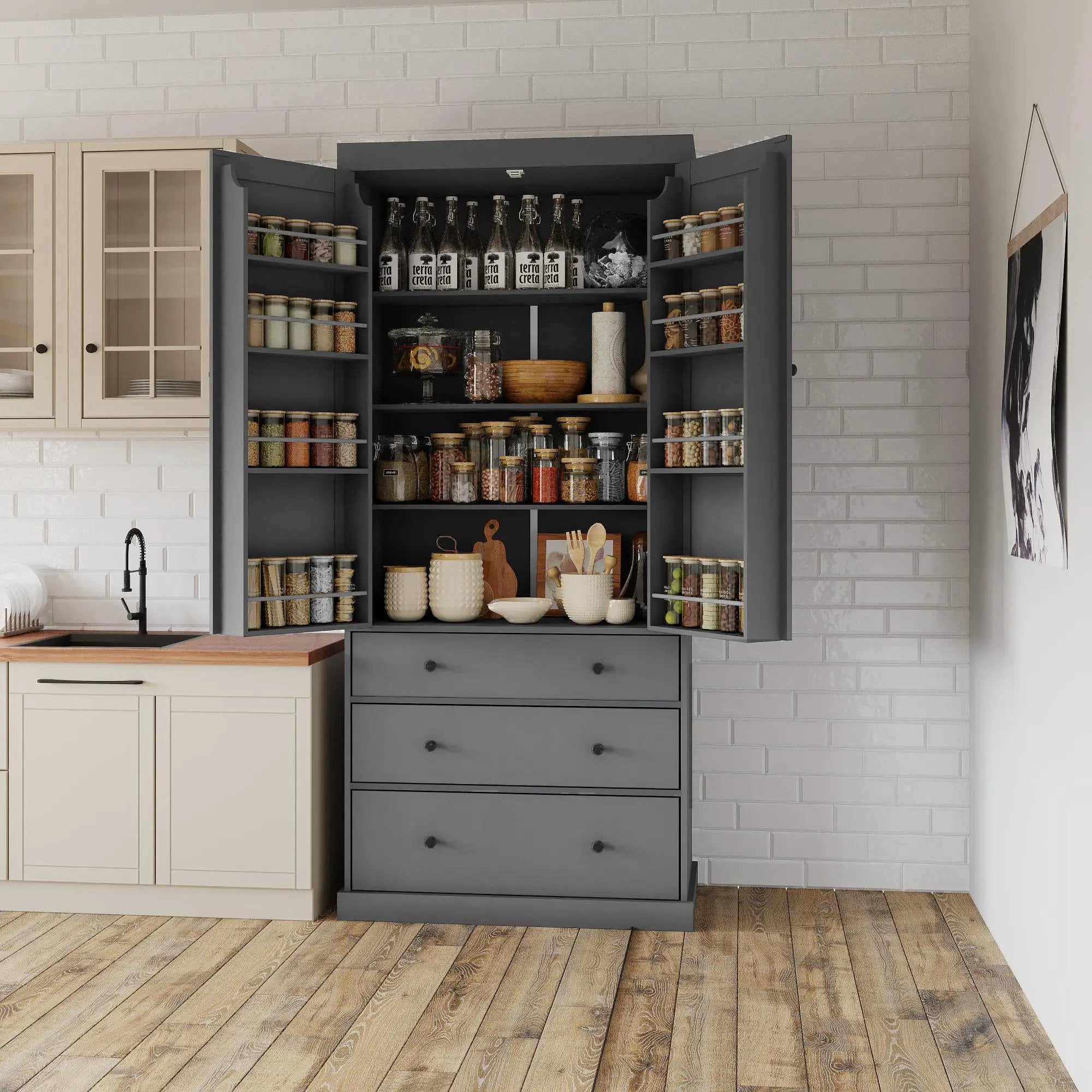 TOPMAX 77inch Farmhouse Kitchen Pantry by HouseOfZazla