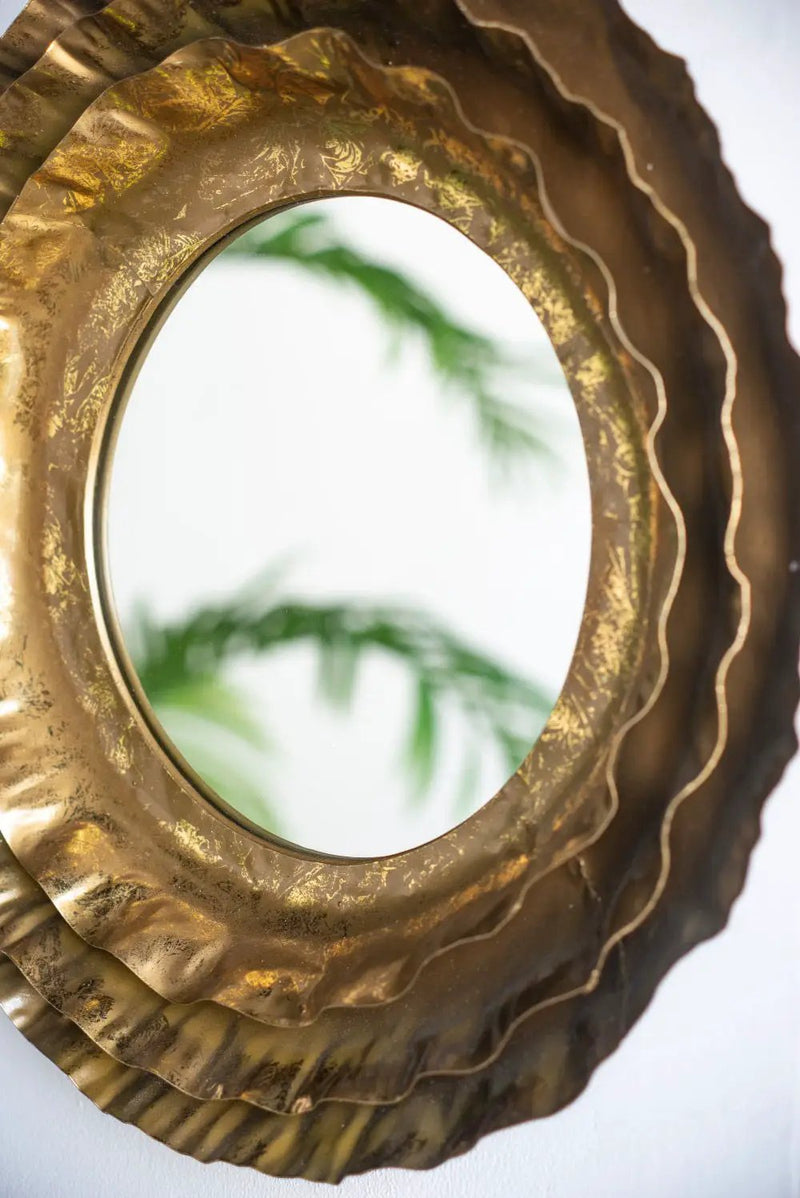 Round Wall Mirror With Metal Frame, Accent Mirror For Living Room - Gold by Unique Piece Furniture