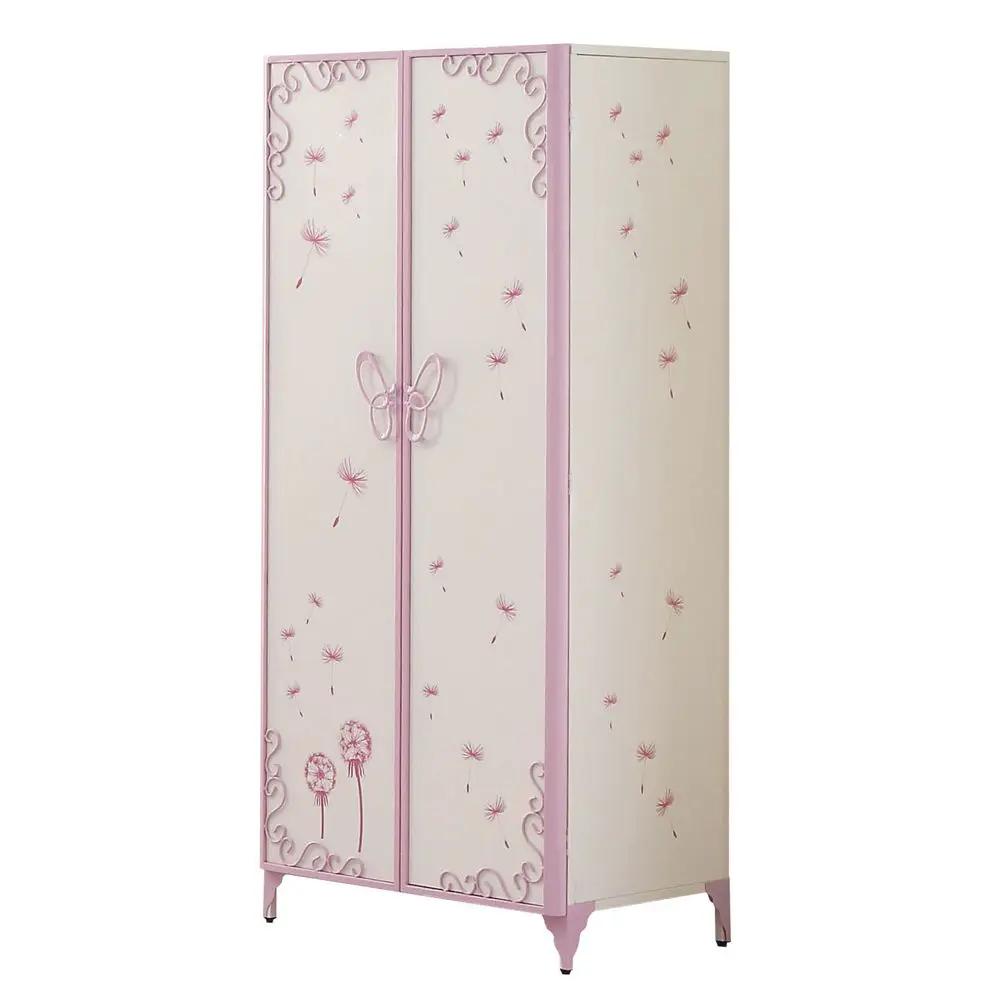Priya II - Synthetic Leather Purple Wardrobe - Purple / White by Unique Piece Furniture