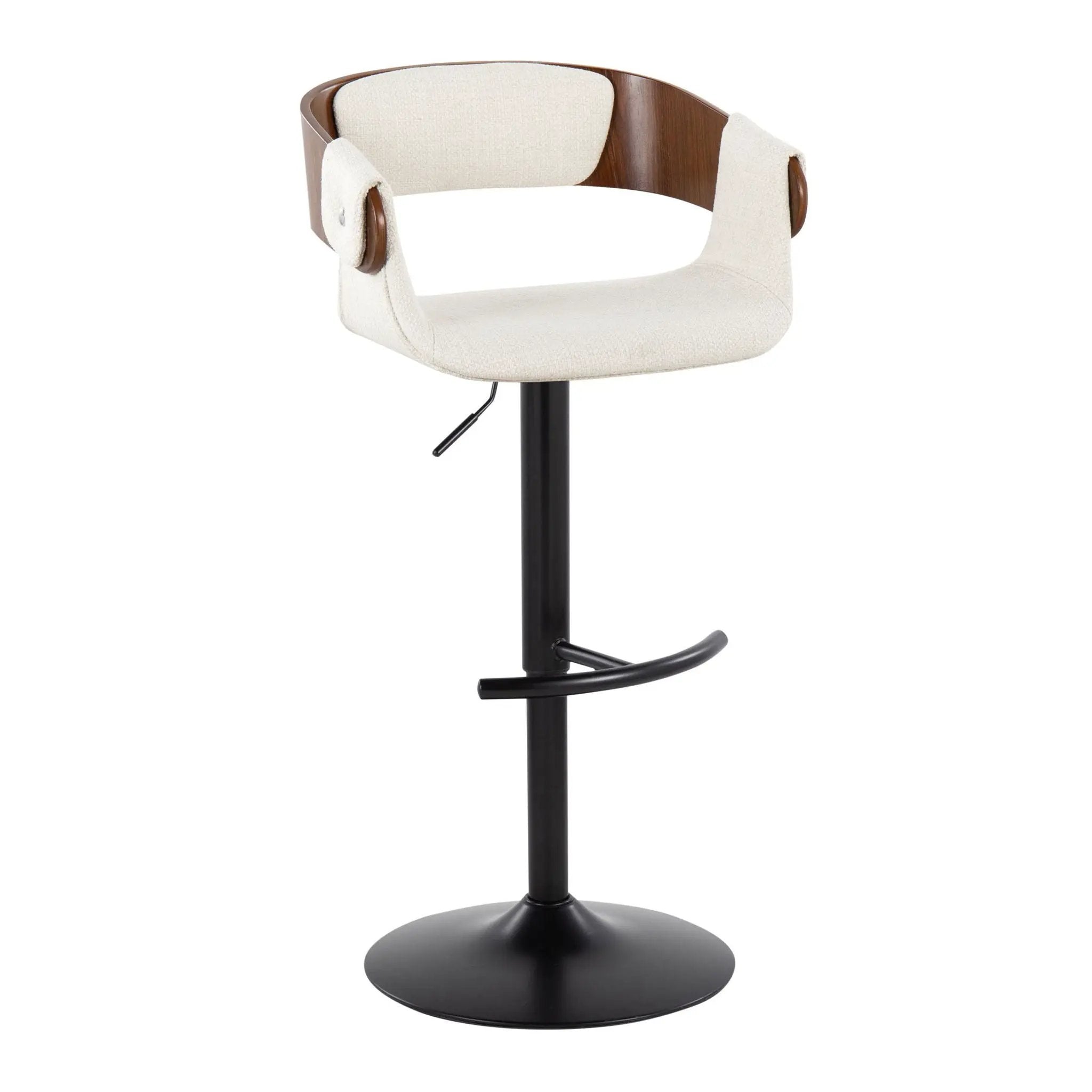 Elisa - Mid Century Modern Adjustable Barstool With Swivel & Rounded T Footrest (Set of 2) by Unique Piece Furniture