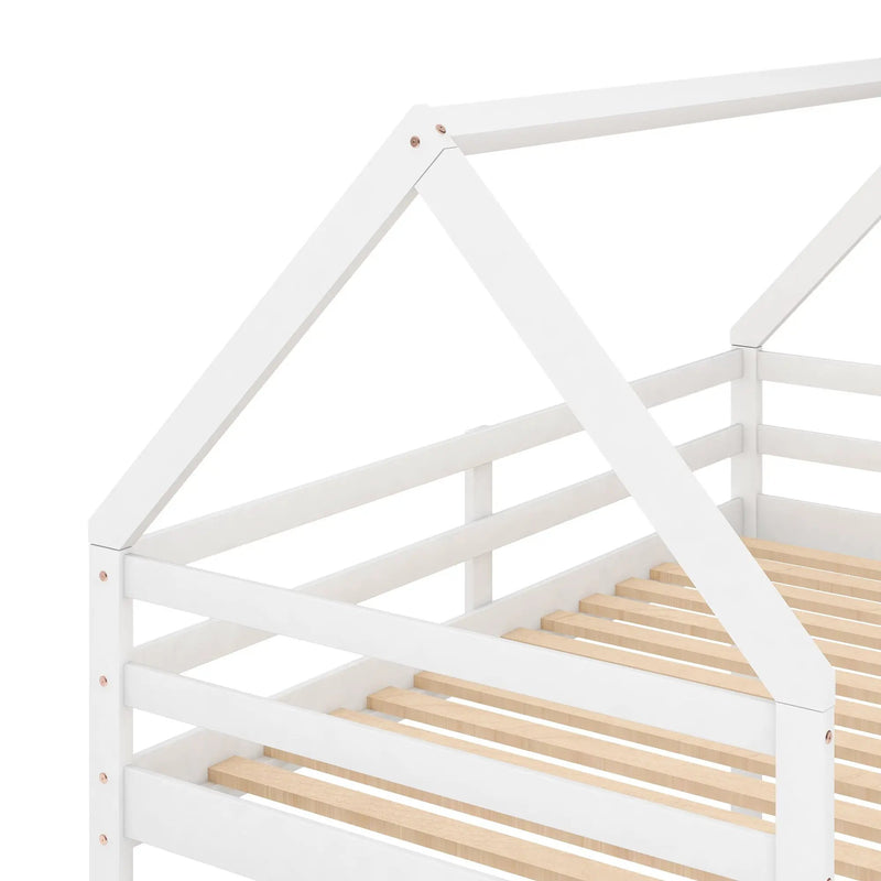 Low Bunk Bed With House Shaped Frame And Ladder by Unique Piece Furniture