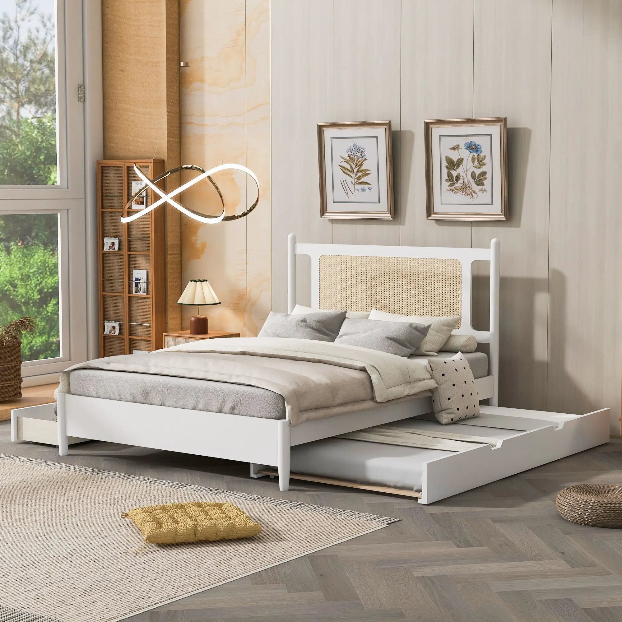 Platform Bed With 2 Big Drawers & Trundle by Unique Piece Furniture