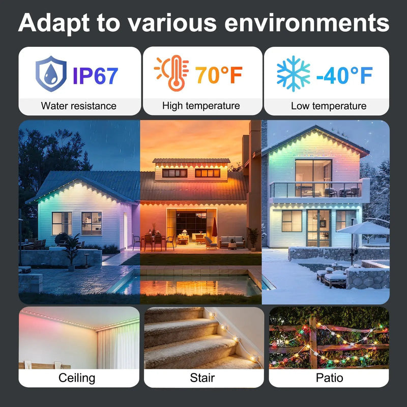 50ft Outdoor RGB LED String Lights by HouseOfZazla