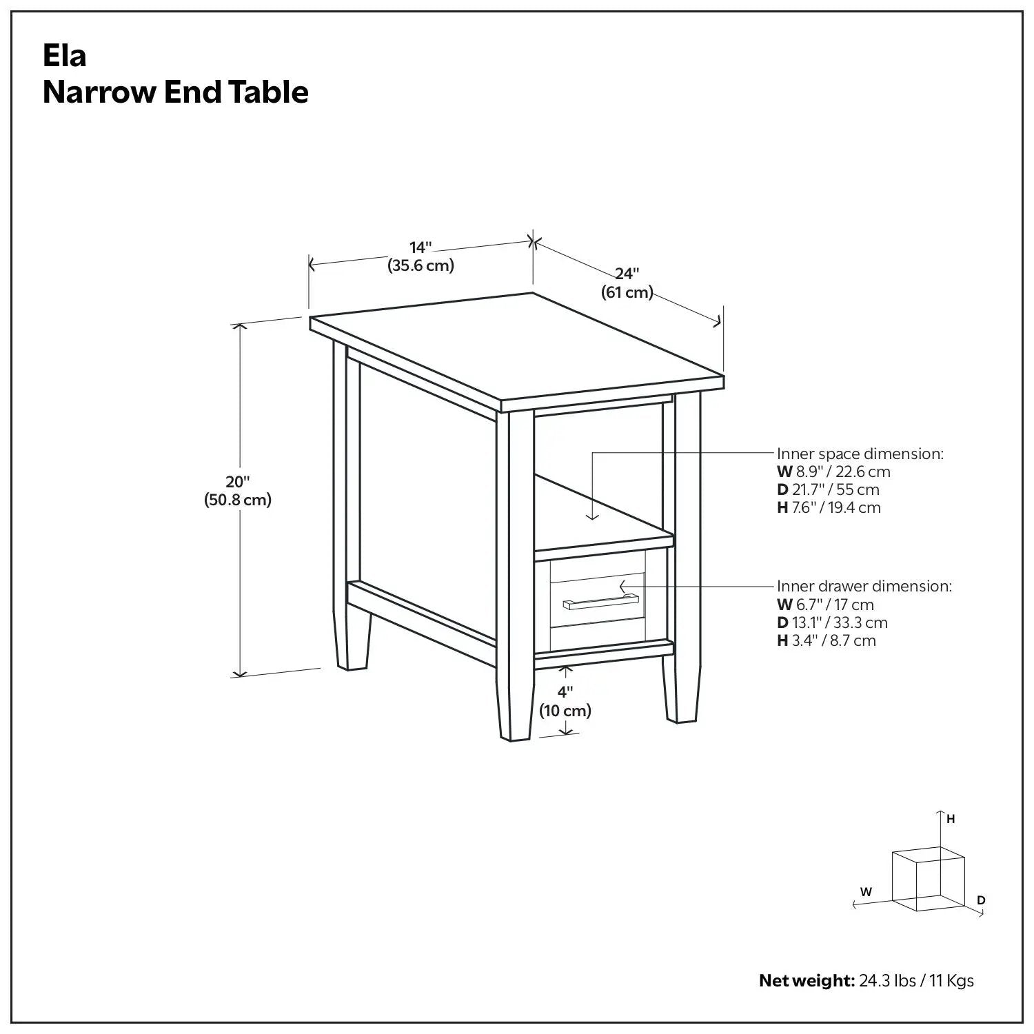 Ela - Narrow End Table - Brown by Unique Piece Furniture