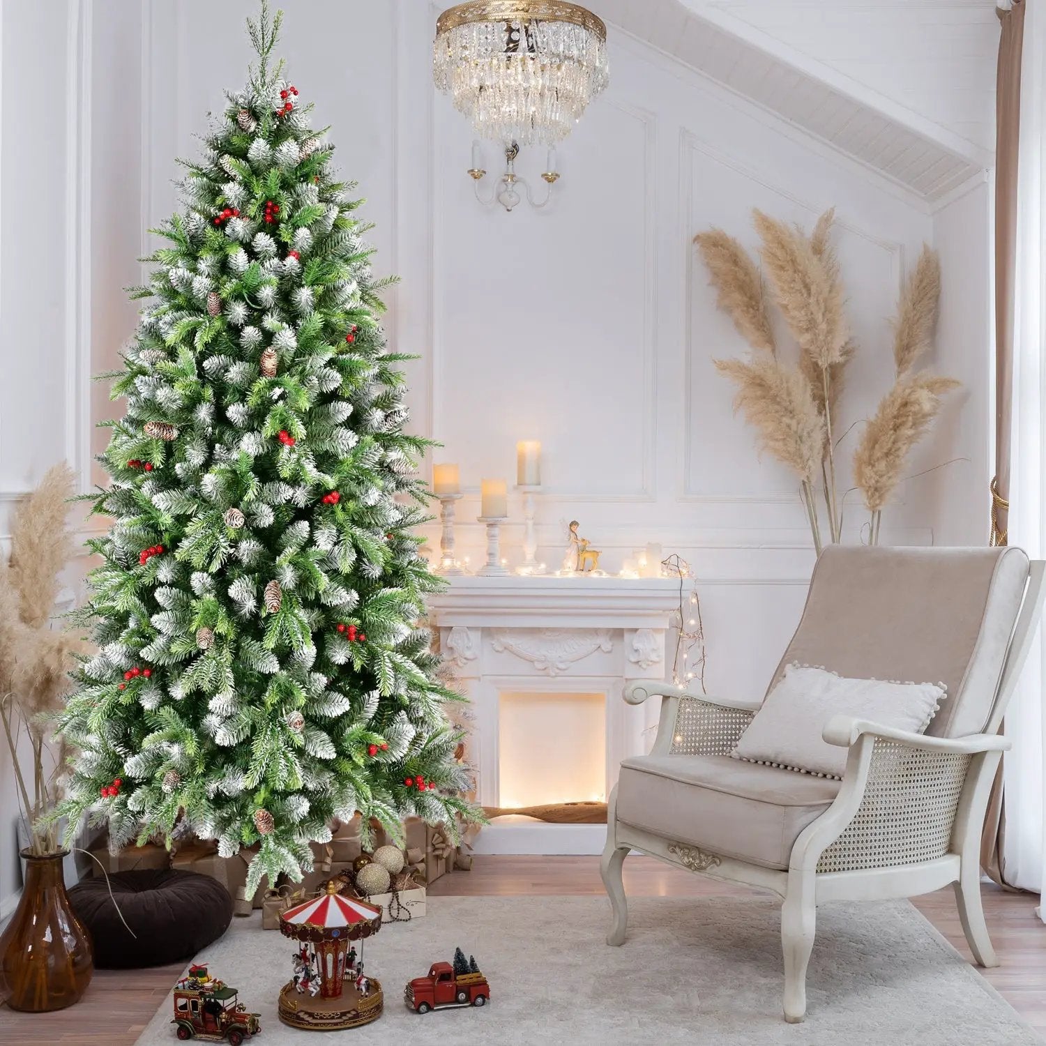 6ft Pre-Lit Artificial Christmas Tree with 380 Warm White LED Lights by HouseOfZazla