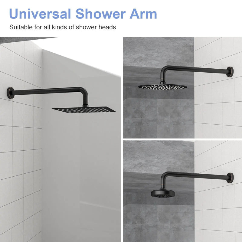 Oil Rubbed Bronze 16" Shower Arm With Flange, Stainless Steel, For Rain Shower Heads - Oil-Rubbed Bronze by HouseOfZazla
