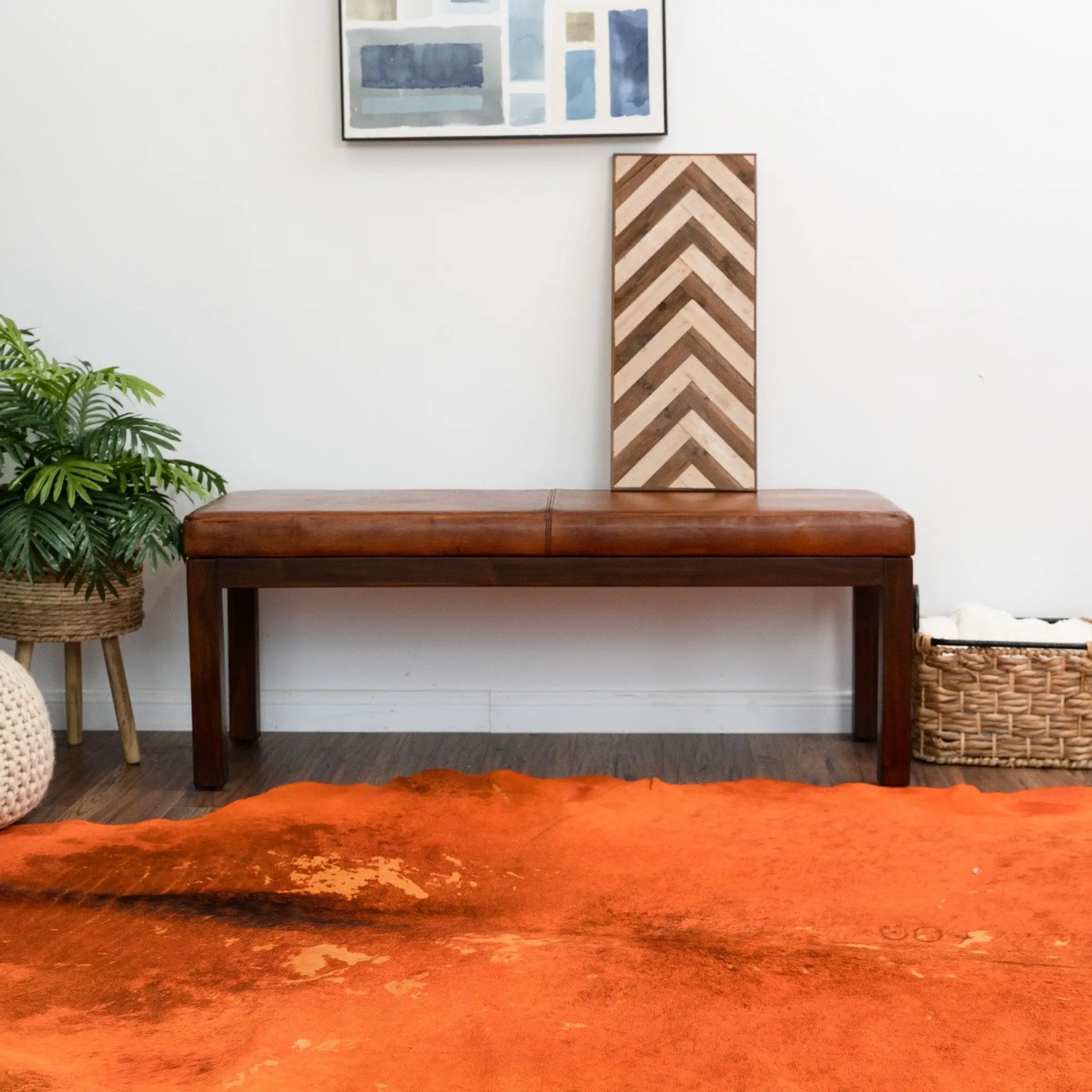 Austin - Bench With Lines - Antique Brown / Brown / Rustic / Tan by Unique Piece Furniture