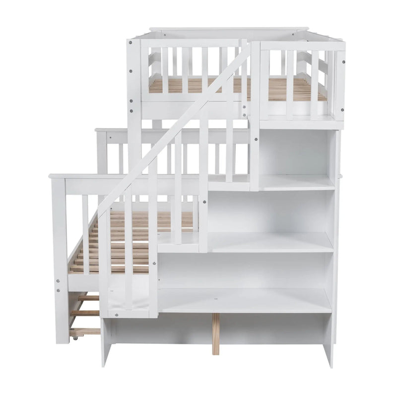 Bunk Bed With Twin Size Trundle, Storage And Guard Rail For Bedroom by HouseOfZazla