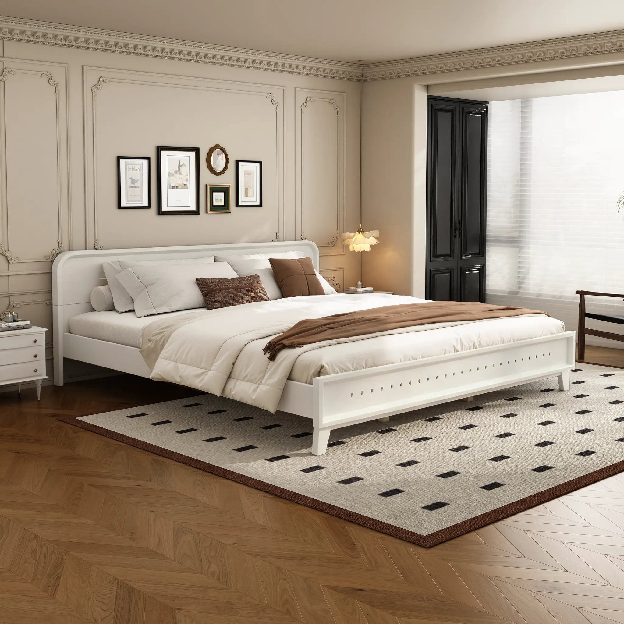 Pine Solid Wood King Size Bed, Solid and Stable, No Box Spring Needed by HouseOfZazla
