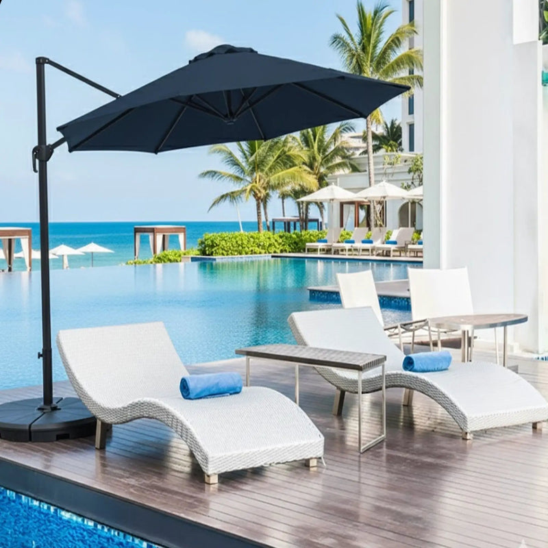 Round Cantilever Patio Umbrella With 360 Rotation & Infinite Tilt Adjustment by HouseOfZazla