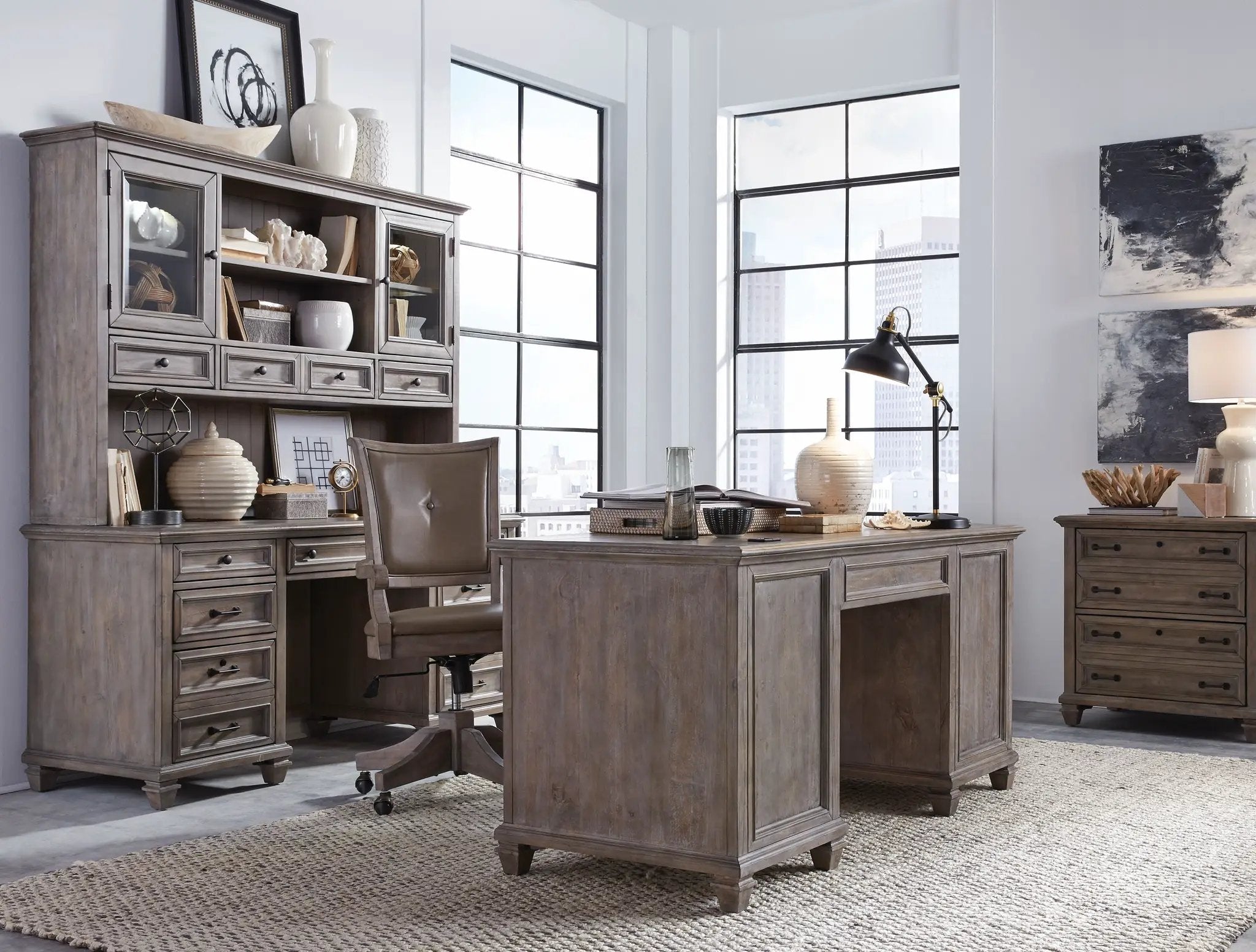 Lancaster - Credenza With Hutch - Dove Tail Gray by Unique Piece Furniture